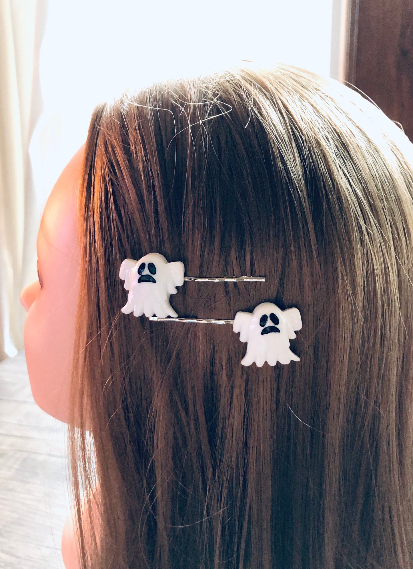 White Ghost Hair Clips, Halloween Hair Accessories, Ghosts Bobby Pins Set of 2