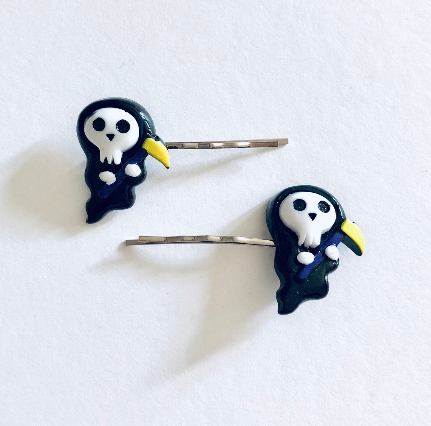 Grim Reaper Halloween Bobby Pins Hair Accessories, Death Skeleton Hair Clips Set of 2, Halloween Hair Clips