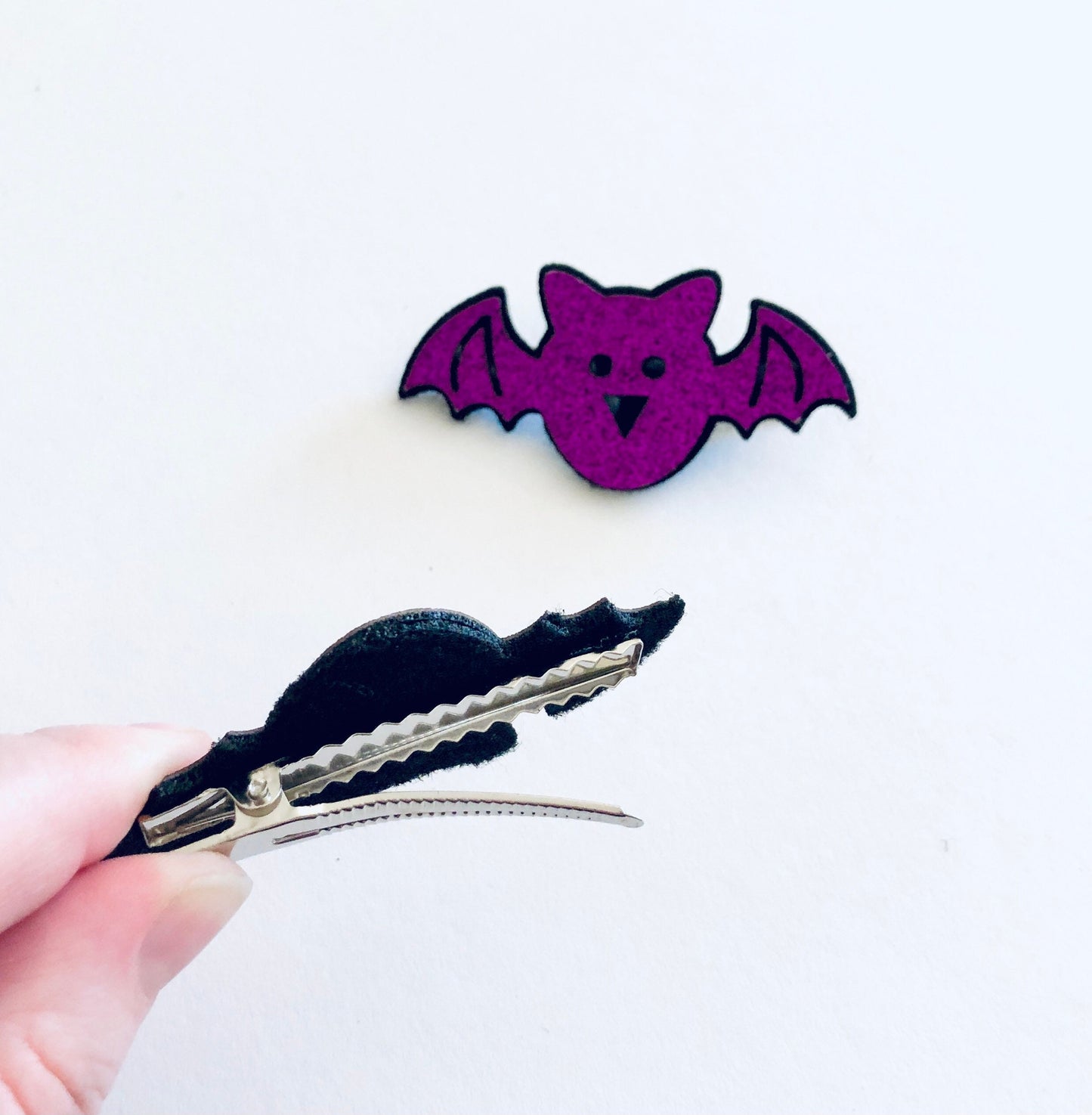 Purple Bats Hair Clips, Glitter Vampire Bat Alligator Clips, Halloween Hair Clips Mall Goth Gothic Girl