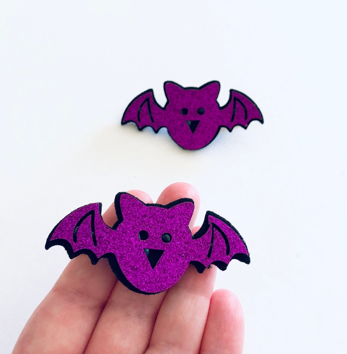 Purple Bats Hair Clips, Glitter Vampire Bat Alligator Clips, Halloween Hair Clips Mall Goth Gothic Girl