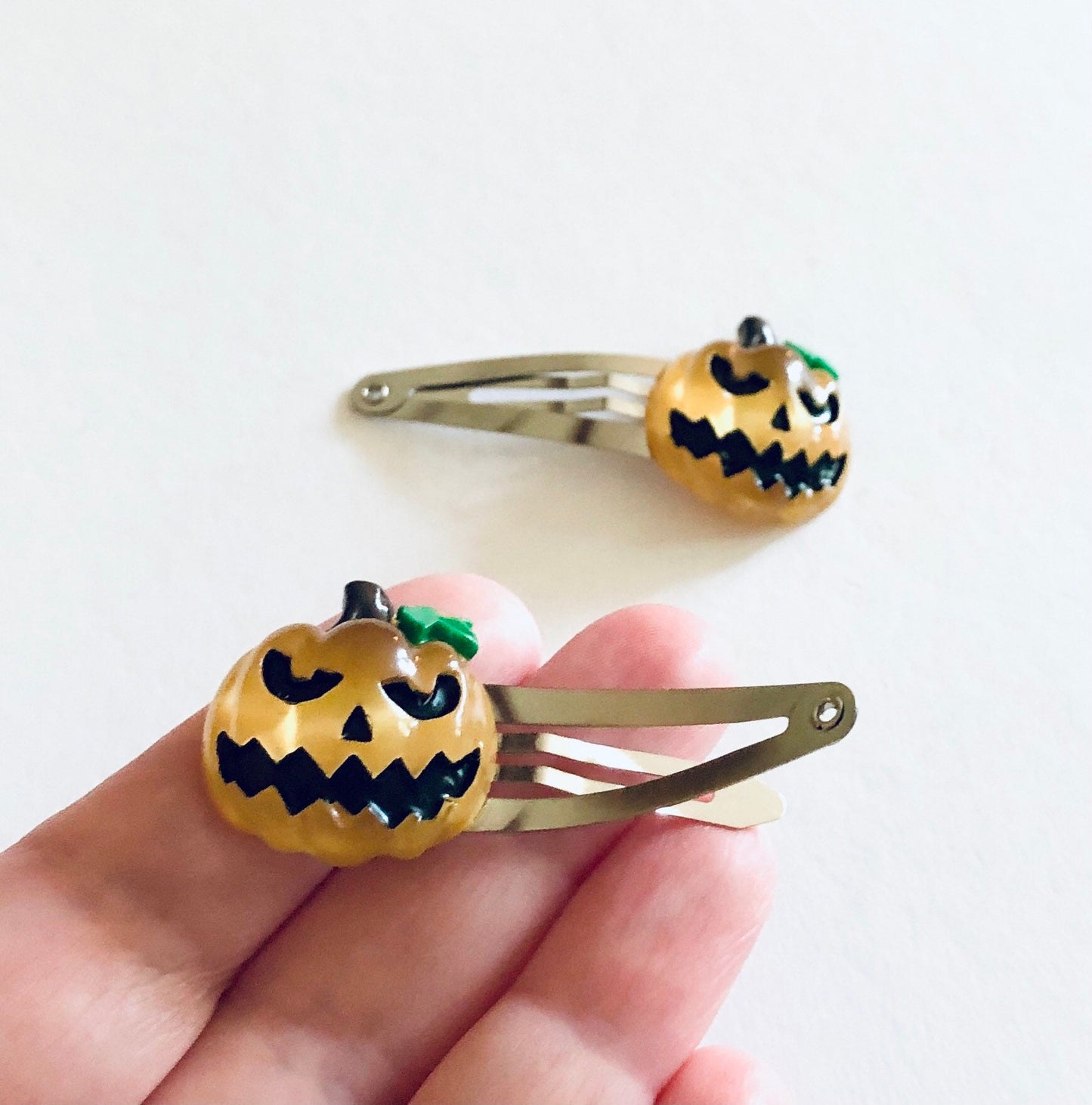 Pumpkin Snap Clips, Halloween Hair Clips Jack O Lantern, Celtic Spooky Season Goth Witchy Woman