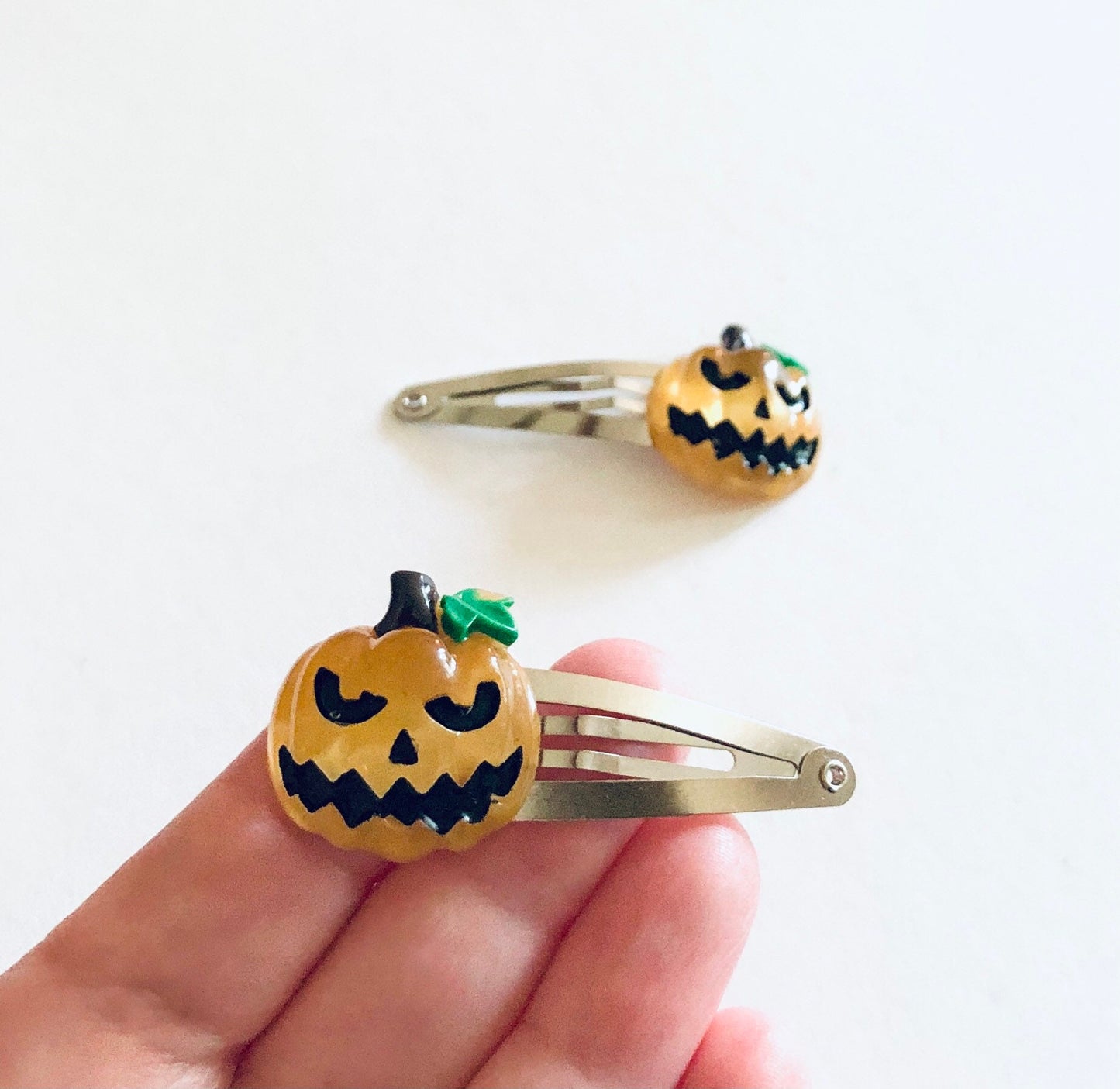 Pumpkin Snap Clips, Halloween Hair Clips Jack O Lantern, Celtic Spooky Season Goth Witchy Woman