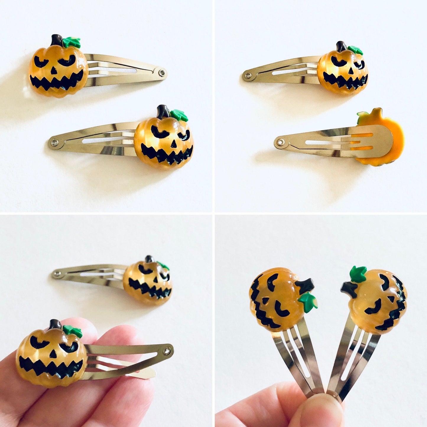 Pumpkin Snap Clips, Halloween Hair Clips Jack O Lantern, Celtic Spooky Season Goth Witchy Woman