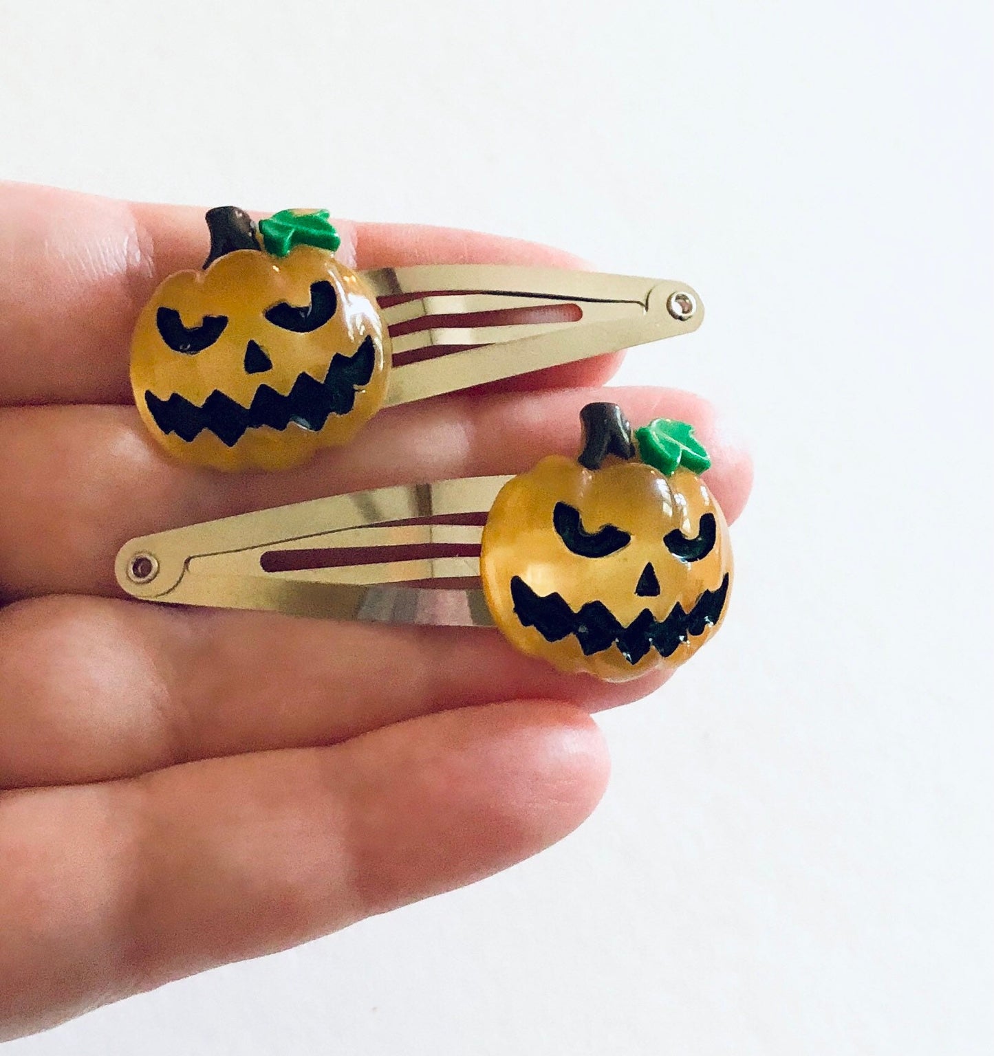 Pumpkin Snap Clips, Halloween Hair Clips Jack O Lantern, Celtic Spooky Season Goth Witchy Woman