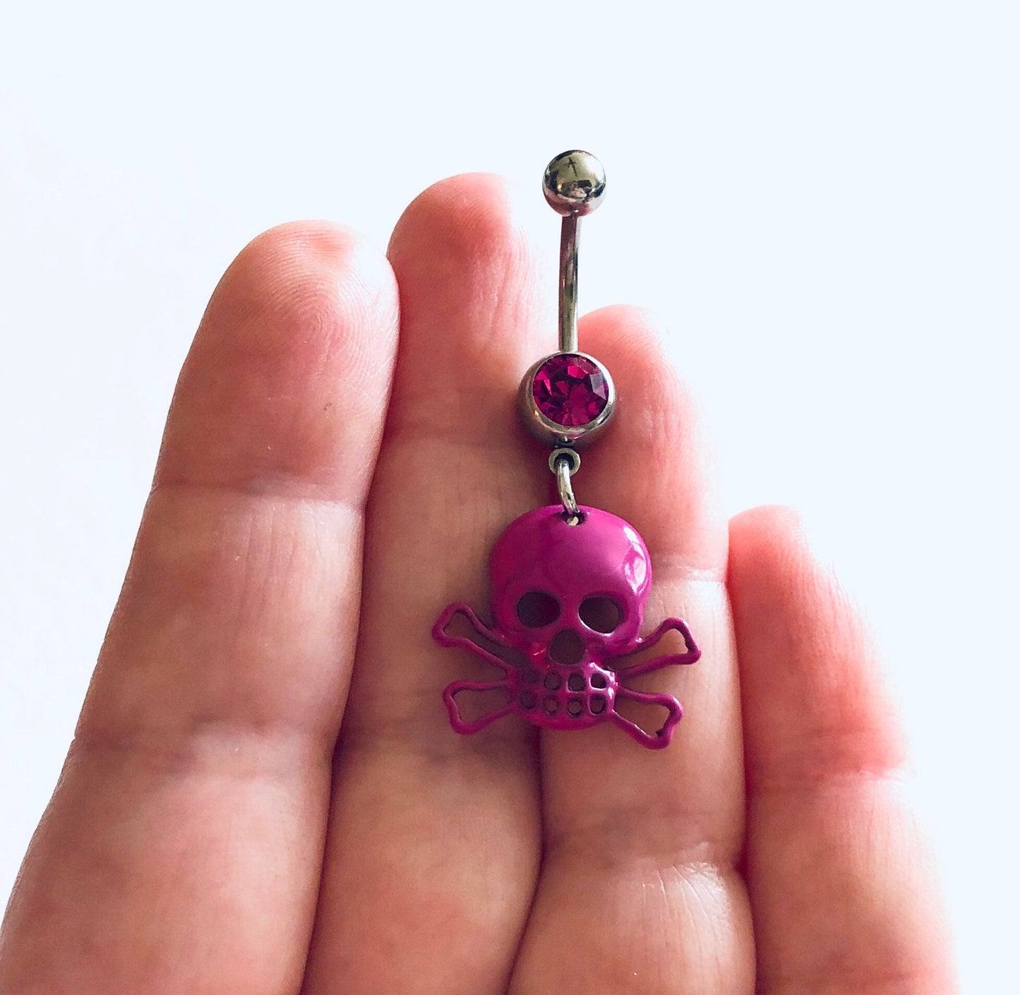 Purple Skull & Crossbones Belly Button Ring, Navel Ring, Goth Skeleton Belly Ring, Skull Navel Piercing, Belly Charm