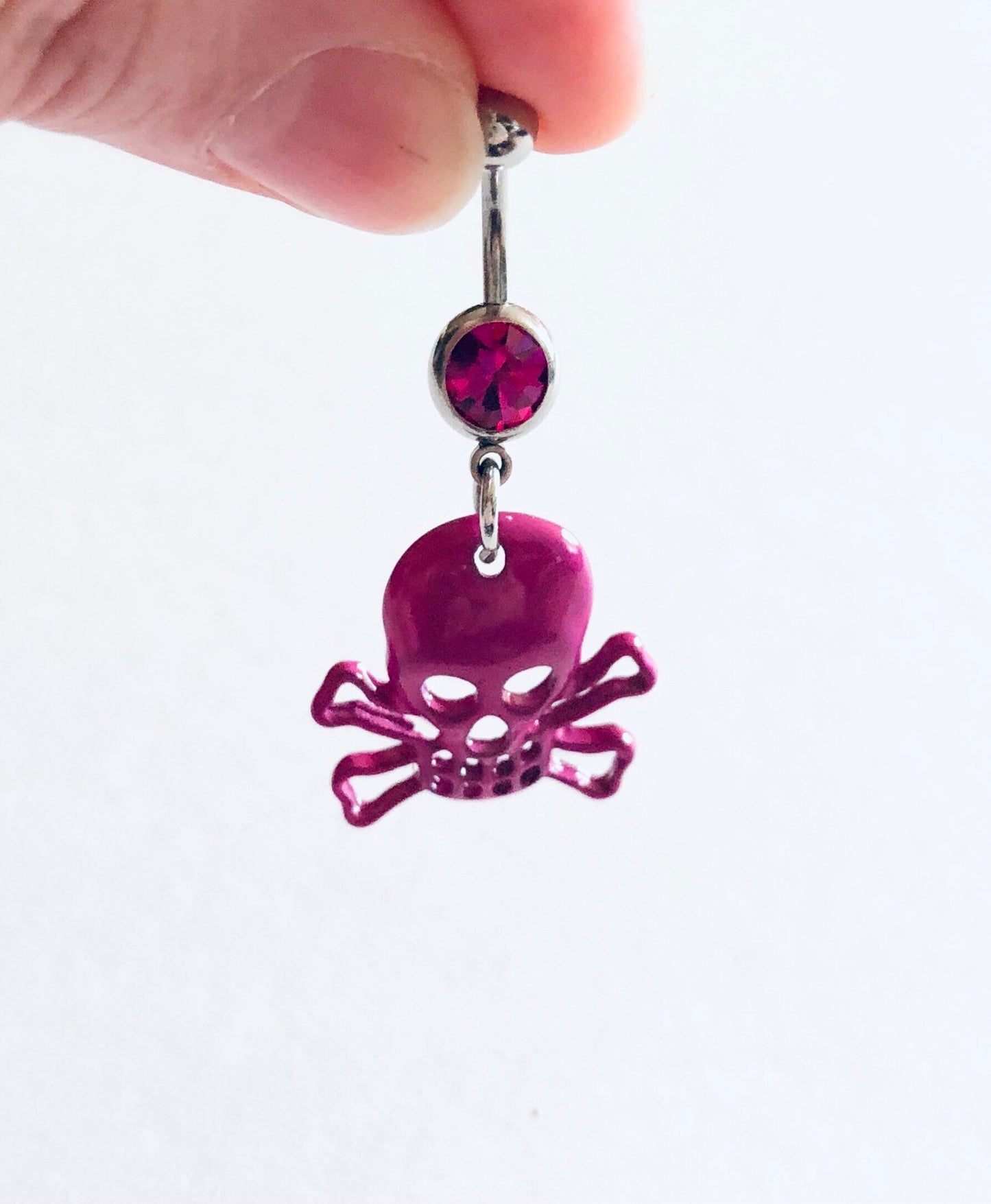 Purple Skull & Crossbones Belly Button Ring, Navel Ring, Goth Skeleton Belly Ring, Skull Navel Piercing, Belly Charm