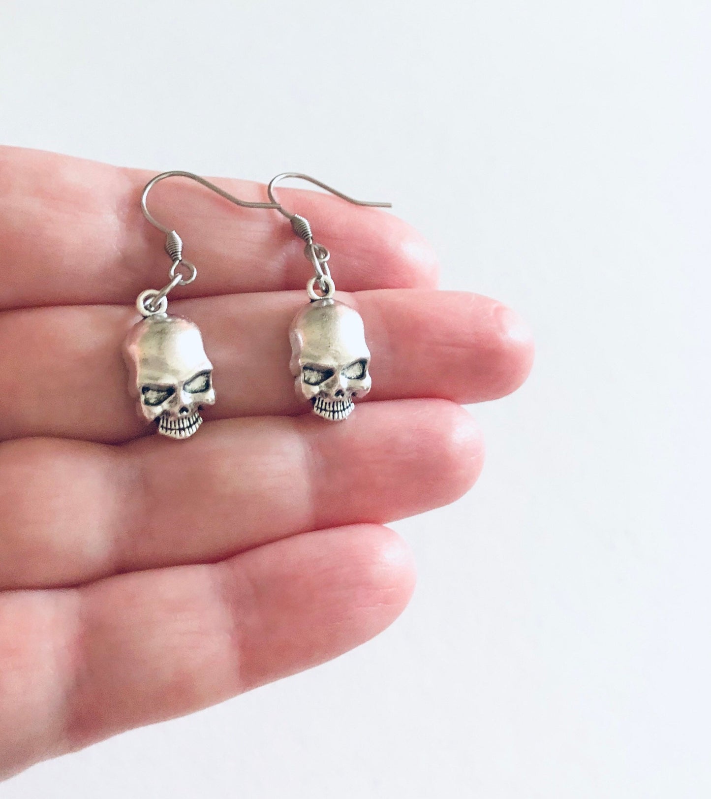 Creepy Baby Doll Skull Earrings, Spooky Horror Earrings, Goth Skeleton Halloween Earrings Gothic