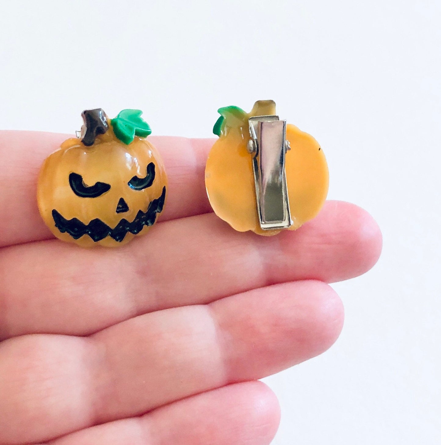 Mini Pumpkin Hair Clips Set of 2, Alligator Clips, Halloween Hair Clips Accessories