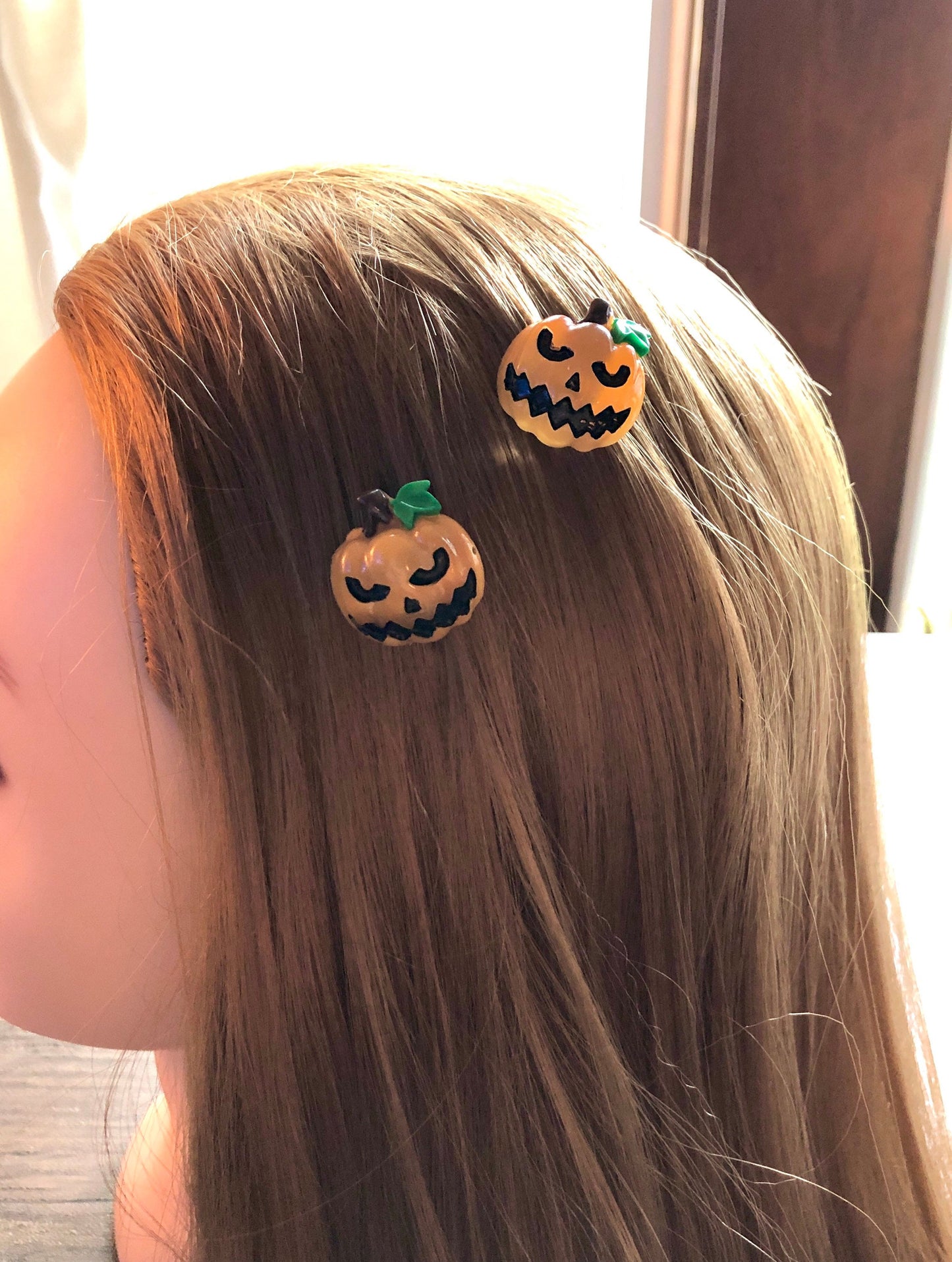 Mini Pumpkin Hair Clips Set of 2, Alligator Clips, Halloween Hair Clips Accessories