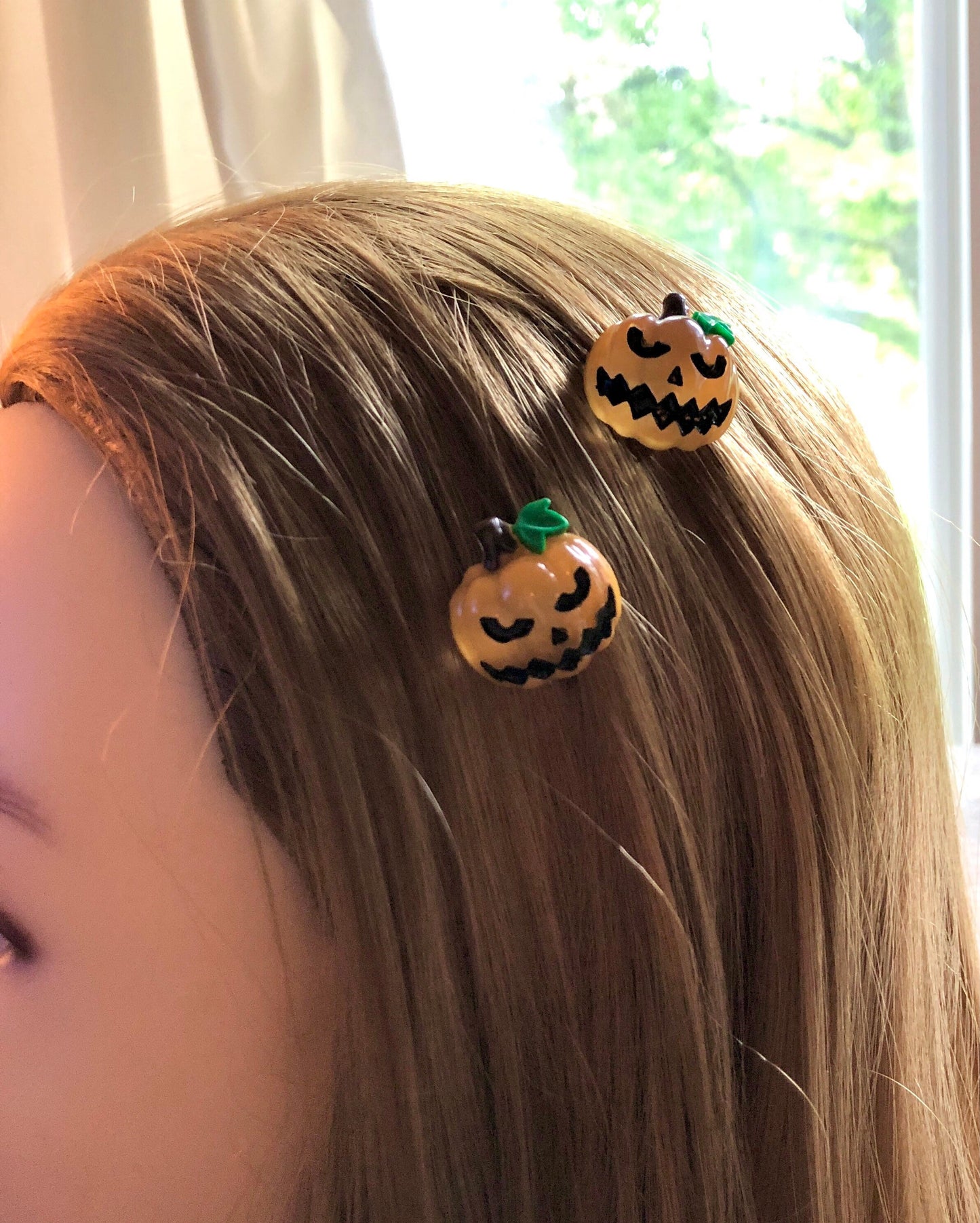 Mini Pumpkin Hair Clips Set of 2, Alligator Clips, Halloween Hair Clips Accessories