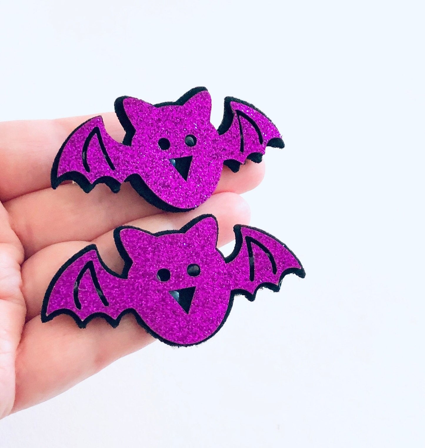 Purple Bats Hair Clips, Glitter Vampire Bat Alligator Clips, Halloween Hair Clips Mall Goth Gothic Girl