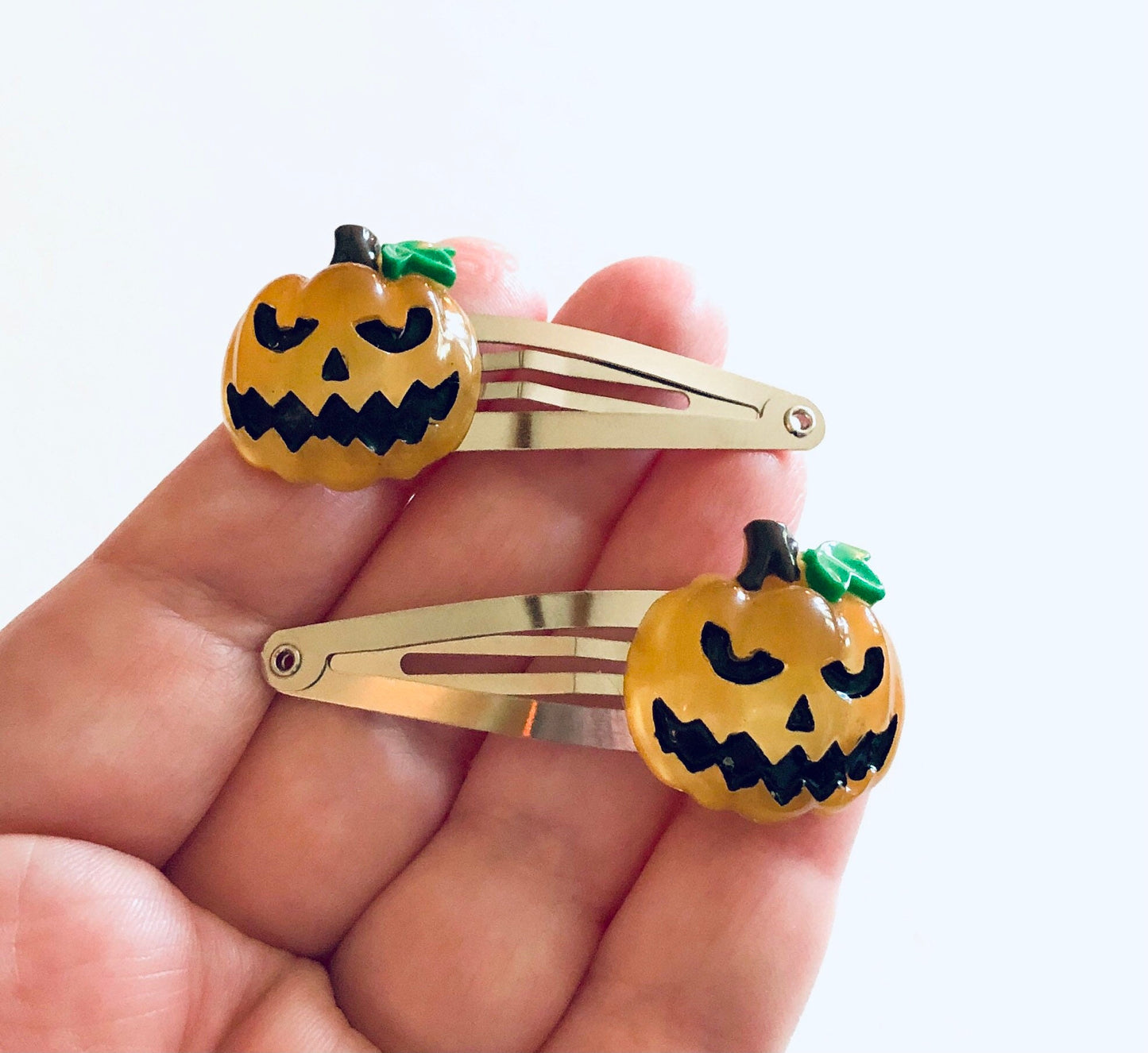 Pumpkin Snap Clips, Halloween Hair Clips Jack O Lantern, Celtic Spooky Season Goth Witchy Woman