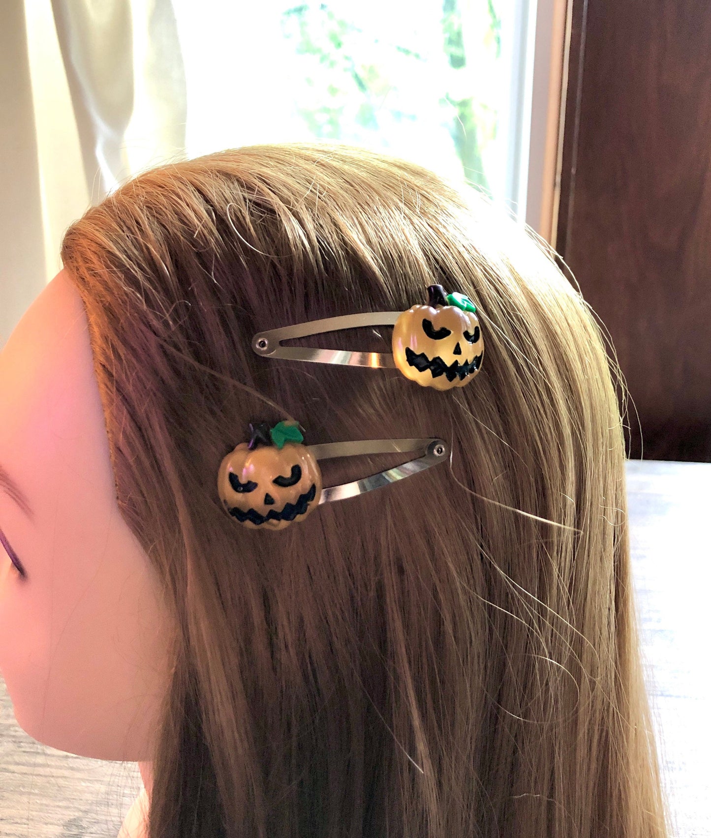 Pumpkin Snap Clips, Halloween Hair Clips Jack O Lantern, Celtic Spooky Season Goth Witchy Woman