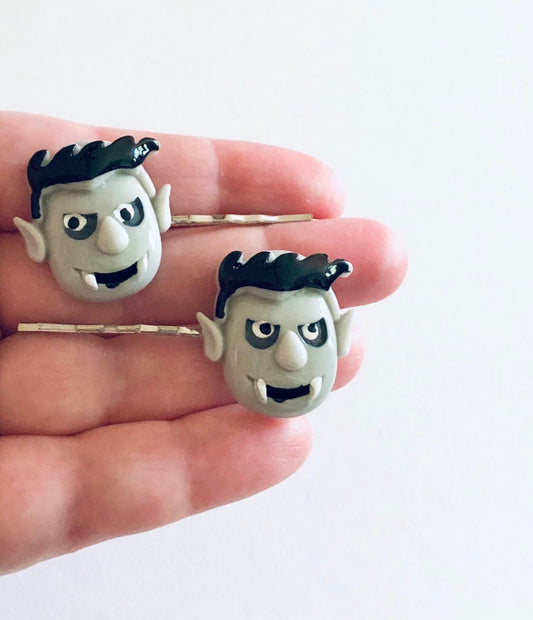 Grey Vampire Bobby Pins, Dracula Hair Clips Barrettes