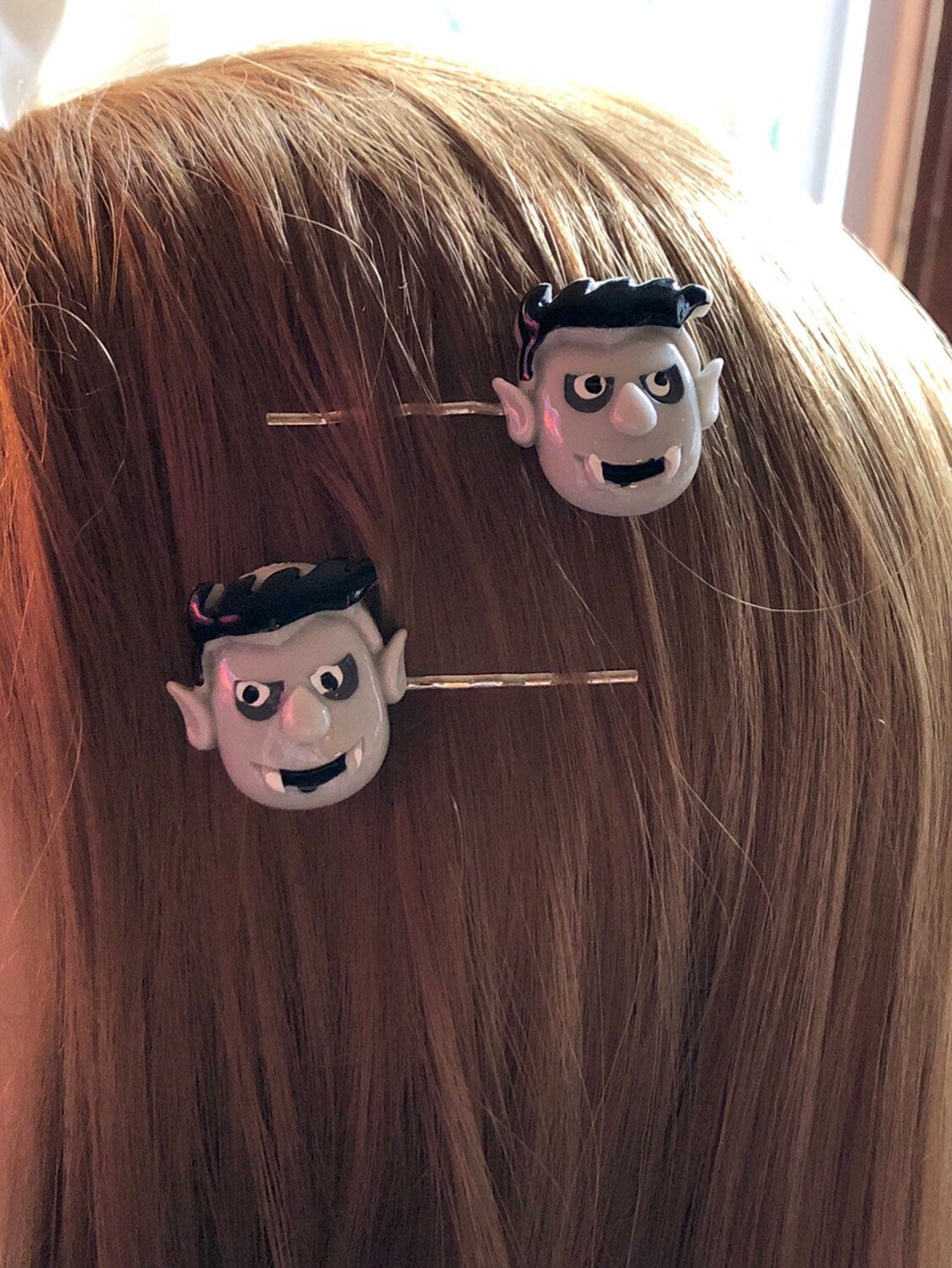 Grey Vampire Bobby Pins, Dracula Hair Clips Barrettes