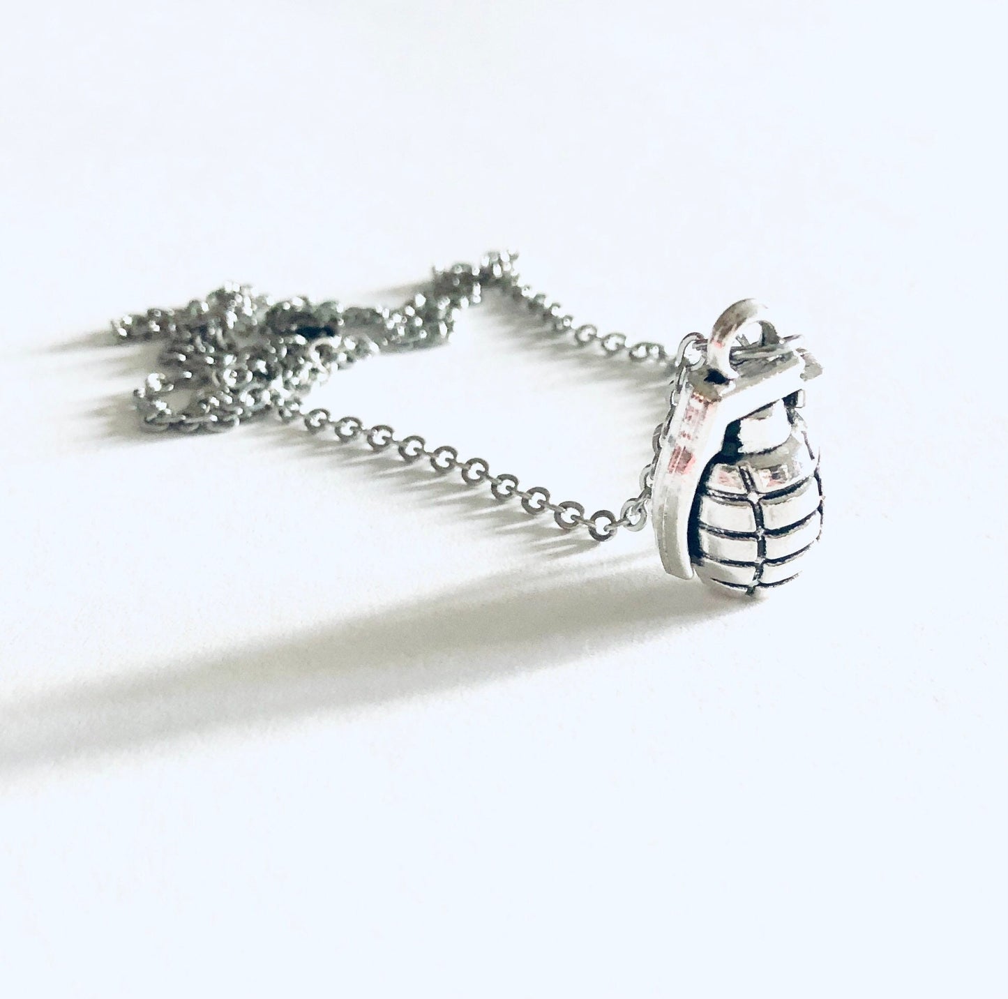 Grenade Necklace, Tha Bomb Necklace, Stainless Steel Chain