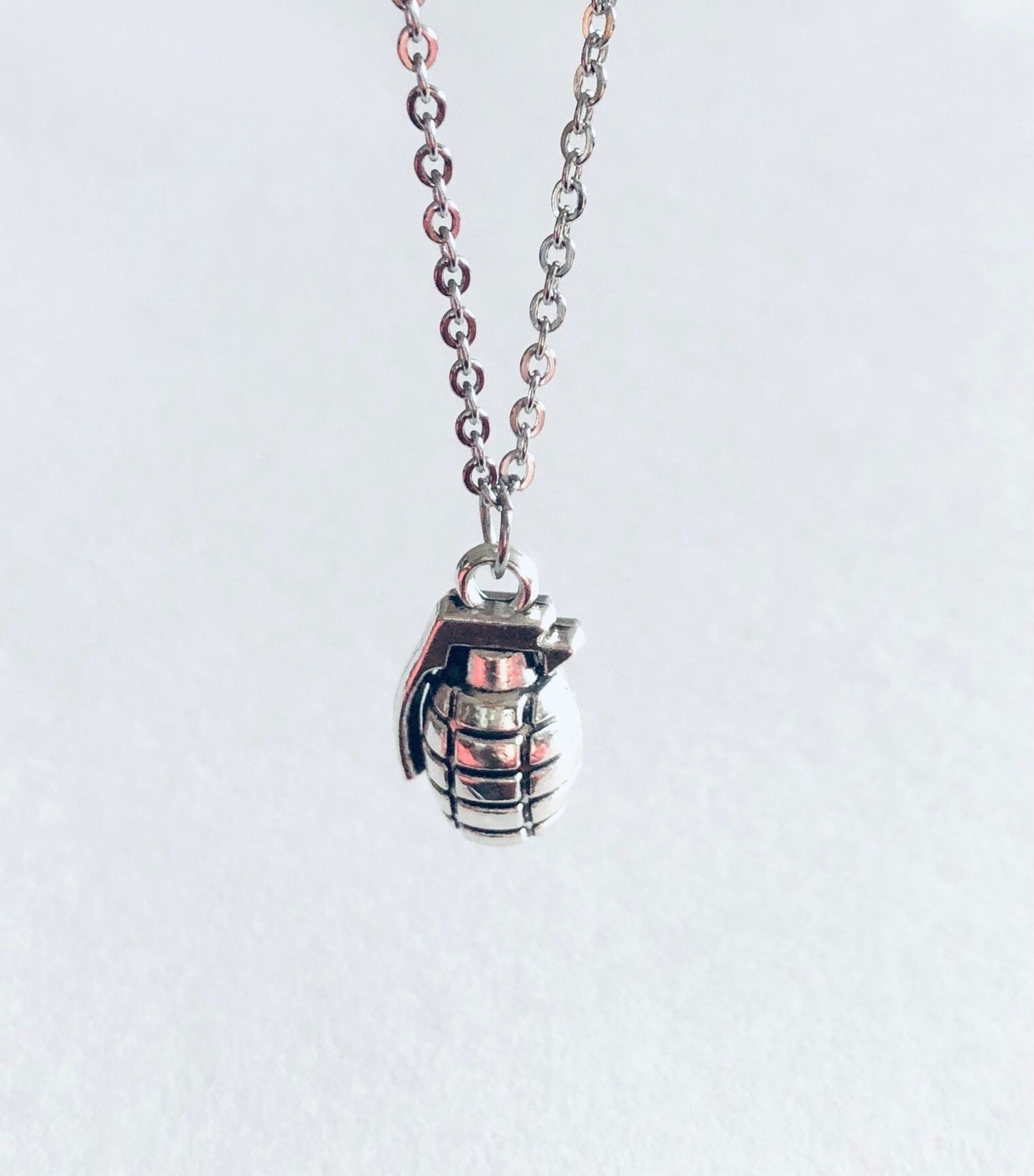 Grenade Necklace, Tha Bomb Necklace, Stainless Steel Chain