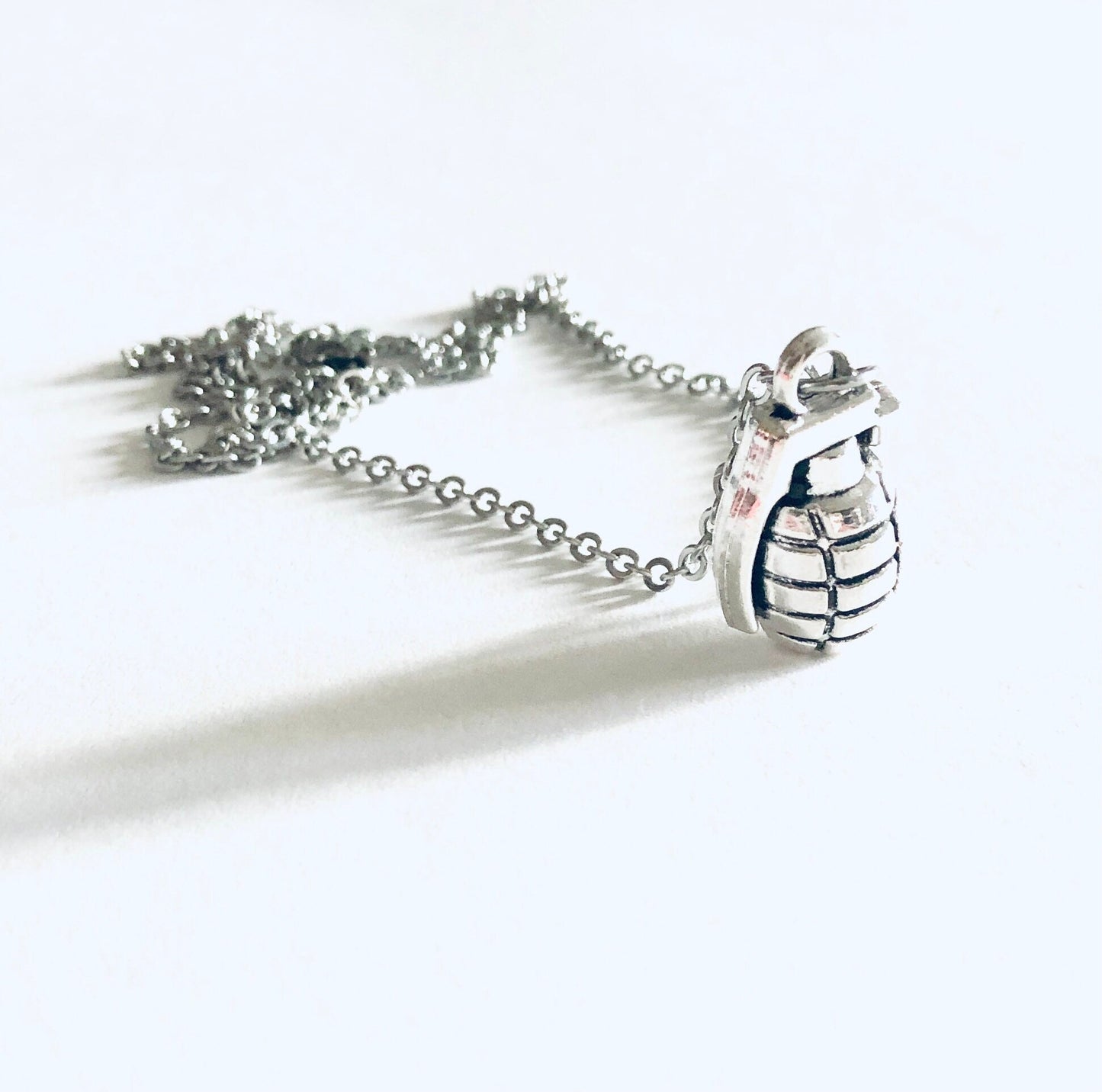 Grenade Necklace, Tha Bomb Necklace, Stainless Steel Chain