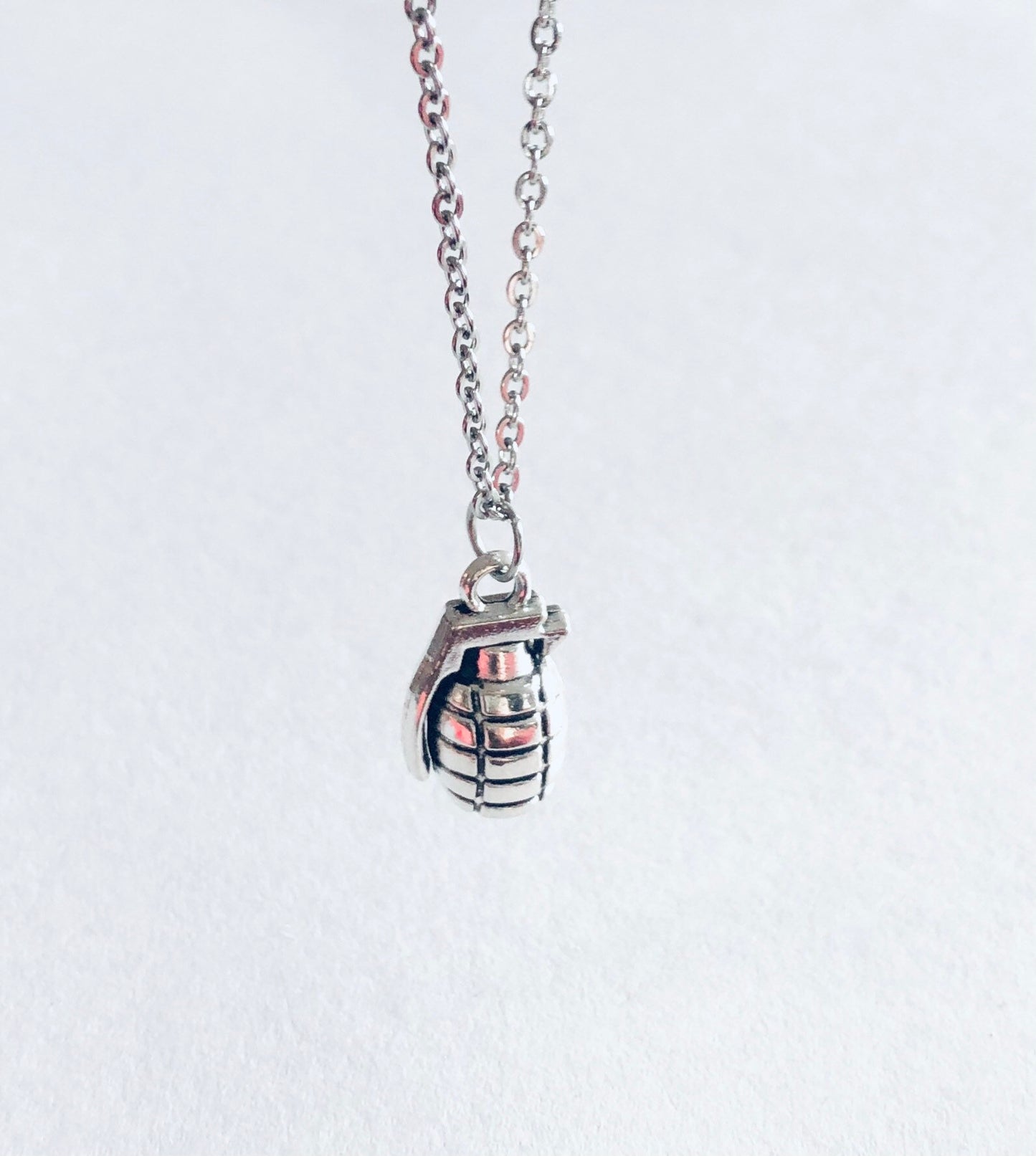 Grenade Necklace, Tha Bomb Necklace, Stainless Steel Chain