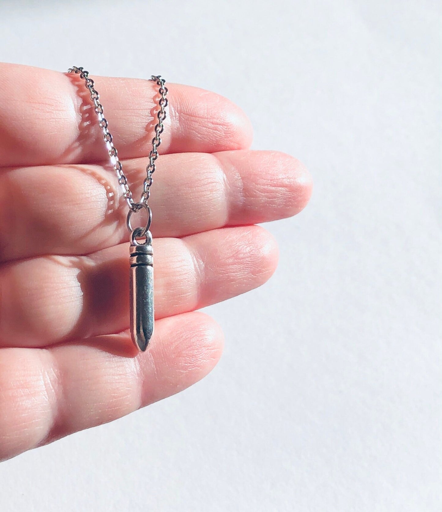 Silver Bullet Necklace, Warewolf Necklace, Stainless Steel