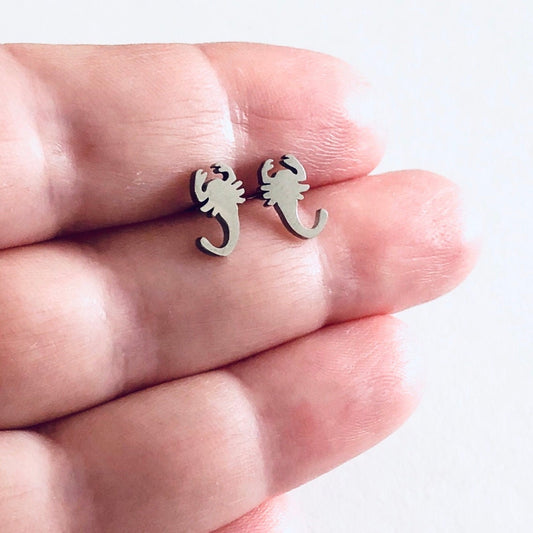 Scorpion Stud Earrings Post Earring Studs, Silver Stainless Steel Scorpions Studs, Goth Punk Alternative