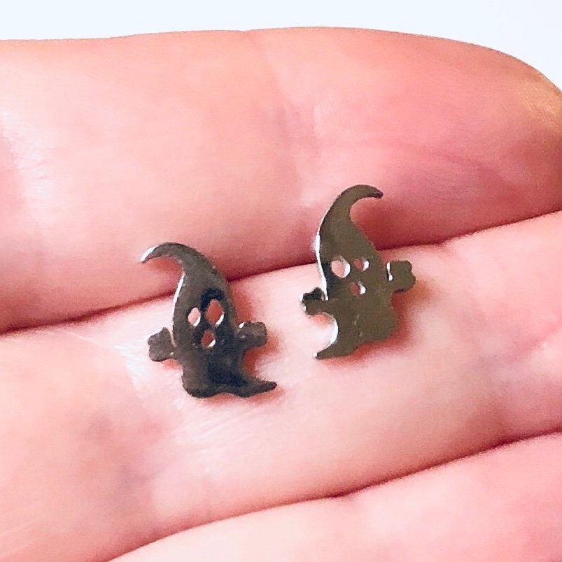 Ghost Stud Earrings, Dainty Silver Ghosts Studs Stainless Steel, Halloween Earrings, Ghoul Spooky Season, Witchy Woman