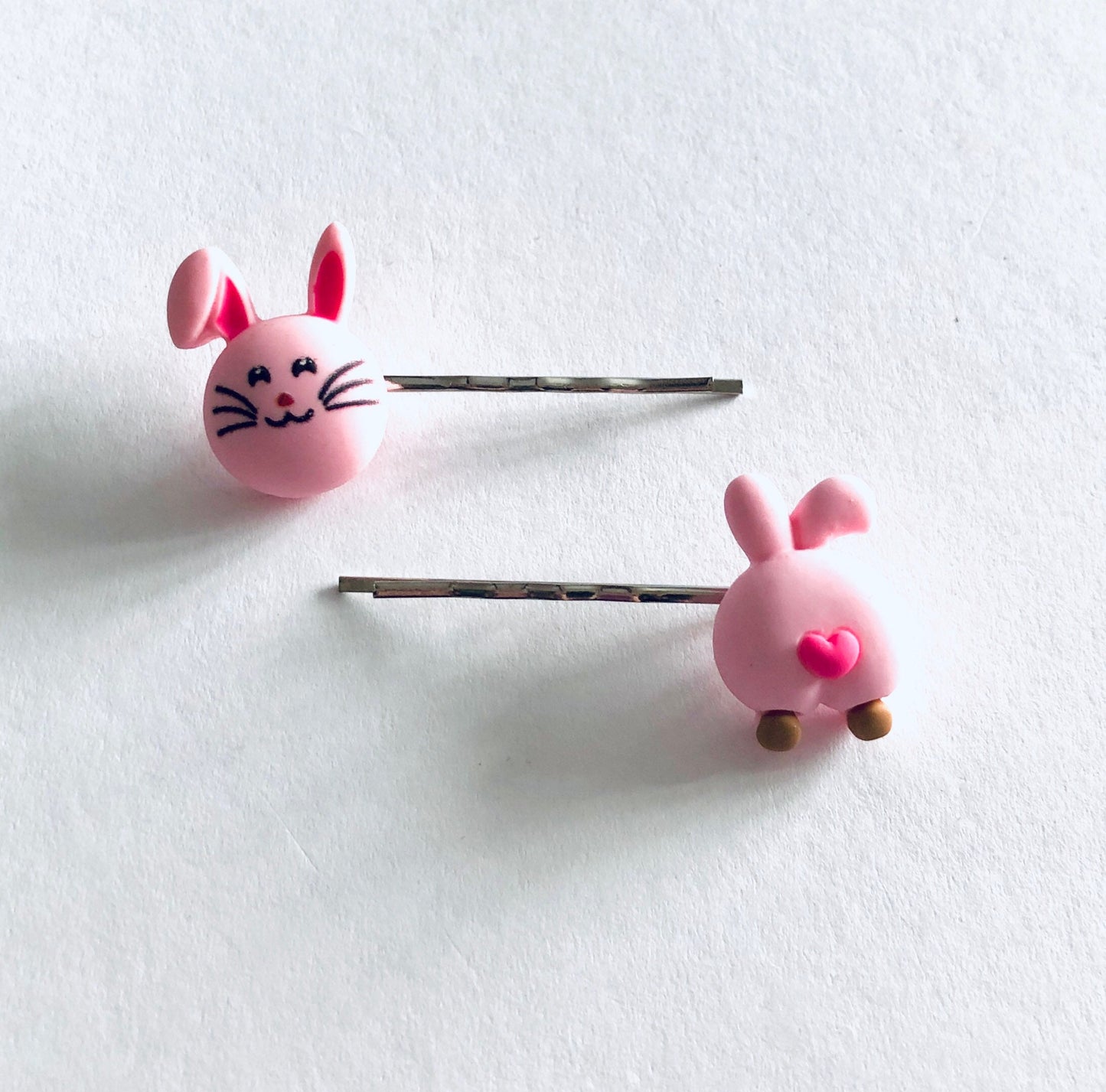 Rabbit & Bunny Butt Hair Clips, Pink Easter Bunny Rabbit Bobby Pins, Kawaii Cute Forest Animals