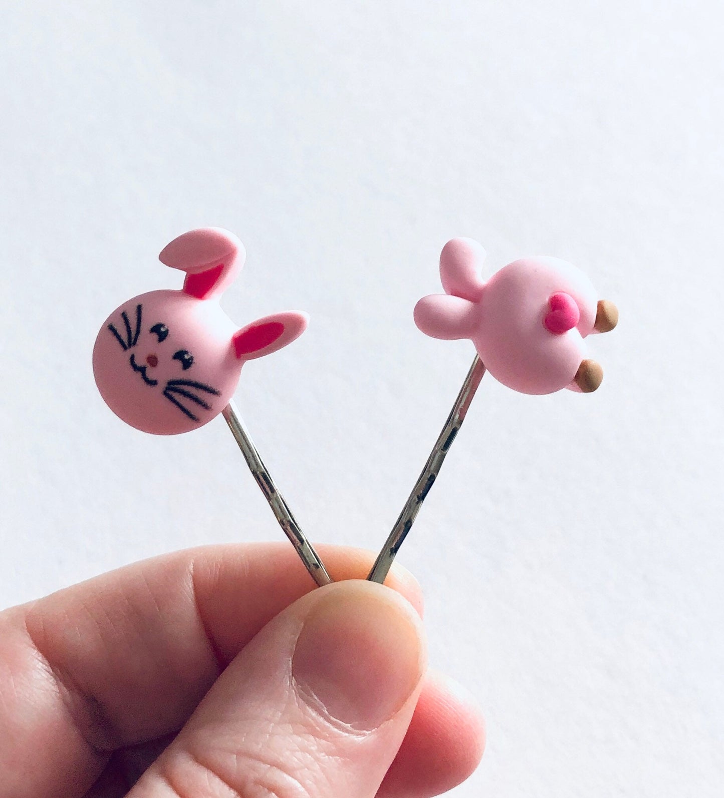 Rabbit & Bunny Butt Hair Clips, Pink Easter Bunny Rabbit Bobby Pins, Kawaii Cute Forest Animals