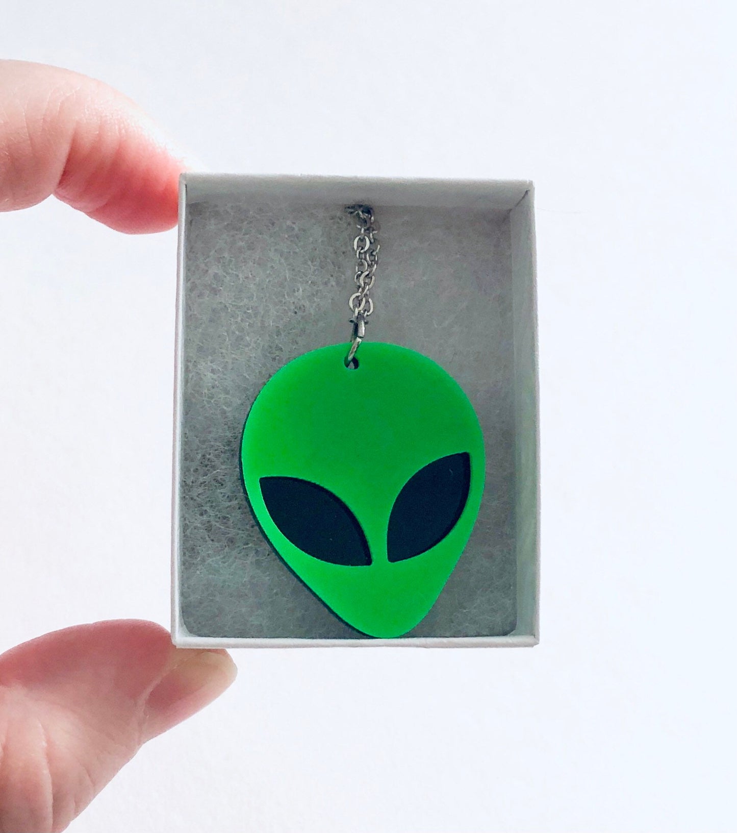 Green Alien Necklace, Retro Space Aliens Necklace, Y2K Kidcore Aesthetic