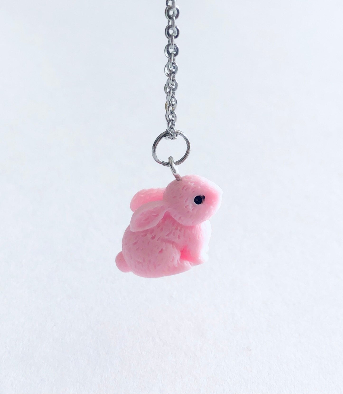 Pink Bunny Rabbit Necklace, Easter Bunny Necklace, Adorable Bunnies Jewelry Kawaii