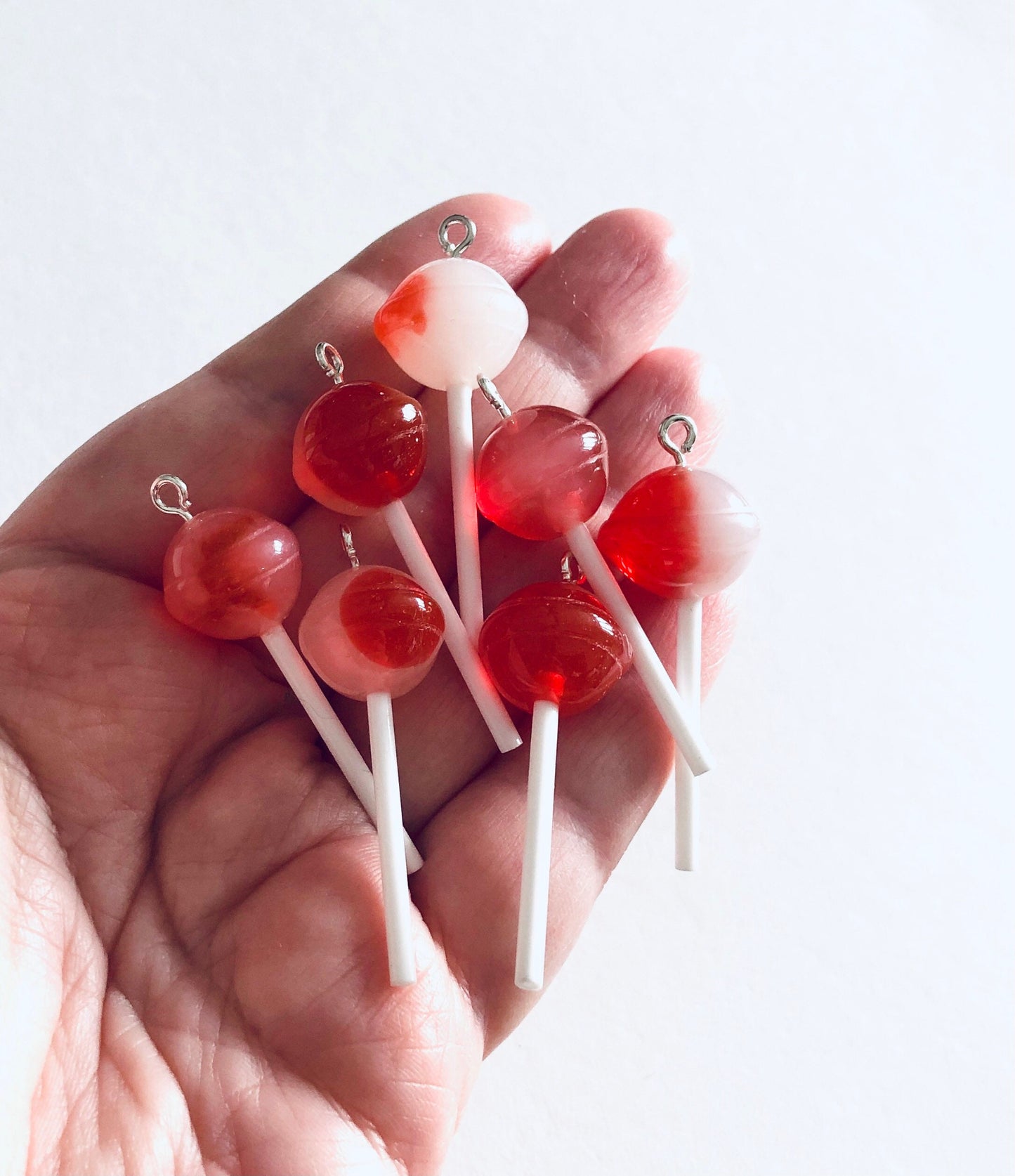 Swirl Lollipop Necklace, Red & White Swirl Sweet Treats Lollipop Necklace, Kawaii kidcore Aesthetic Lolita Sweets