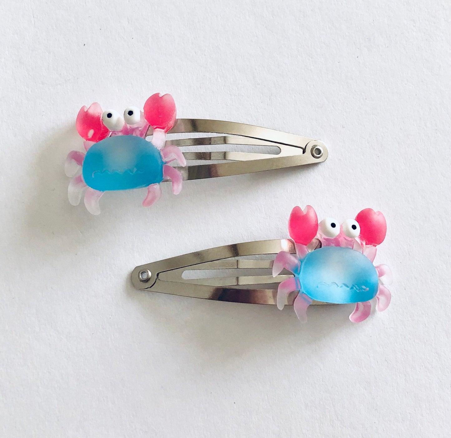 Pastel Crab Hair Clips, Ocean Beach Vacation Crabs Snap Clips, Hair Accessories for Little Girls Teens Women