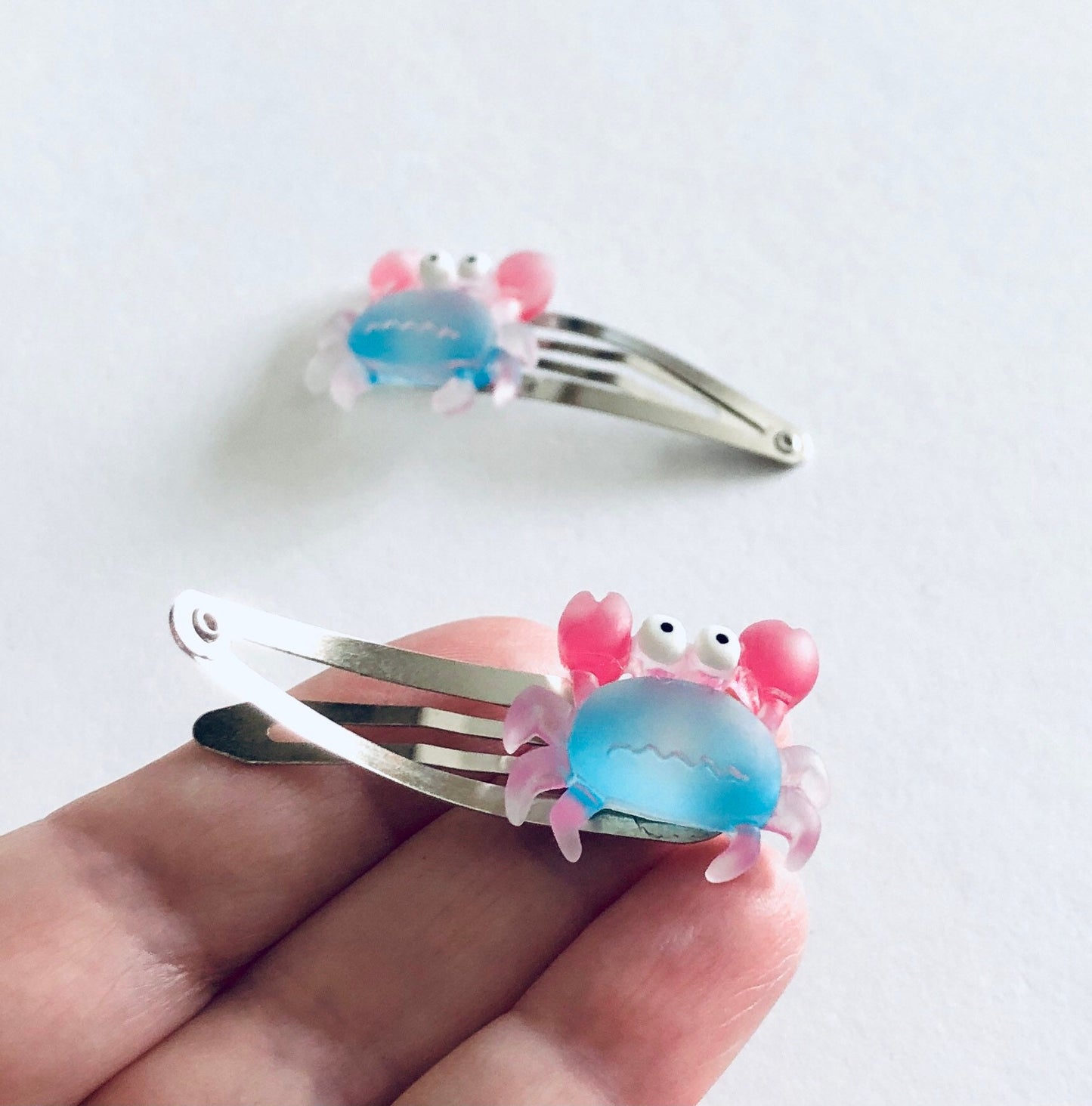 Pastel Crab Hair Clips, Ocean Beach Vacation Crabs Snap Clips, Hair Accessories for Little Girls Teens Women