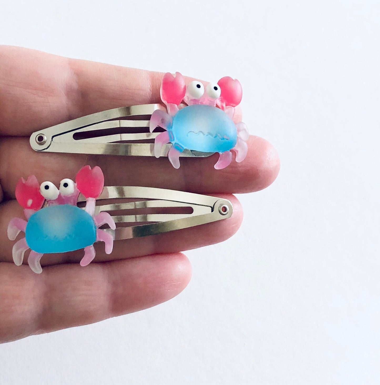 Pastel Crab Hair Clips, Ocean Beach Vacation Crabs Snap Clips, Hair Accessories for Little Girls Teens Women