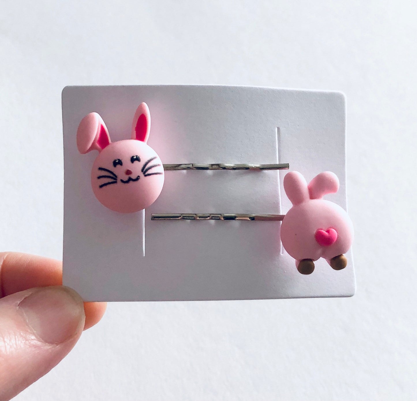 Rabbit & Bunny Butt Hair Clips, Pink Easter Bunny Rabbit Bobby Pins, Kawaii Cute Forest Animals