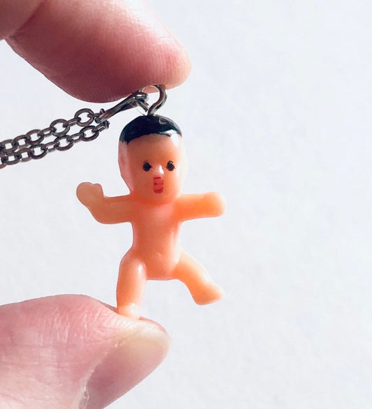 Funky Kitsch Retro Baby Doll Necklace, 3D Kitschy Y2K Aesthetic, 90’s Fashion