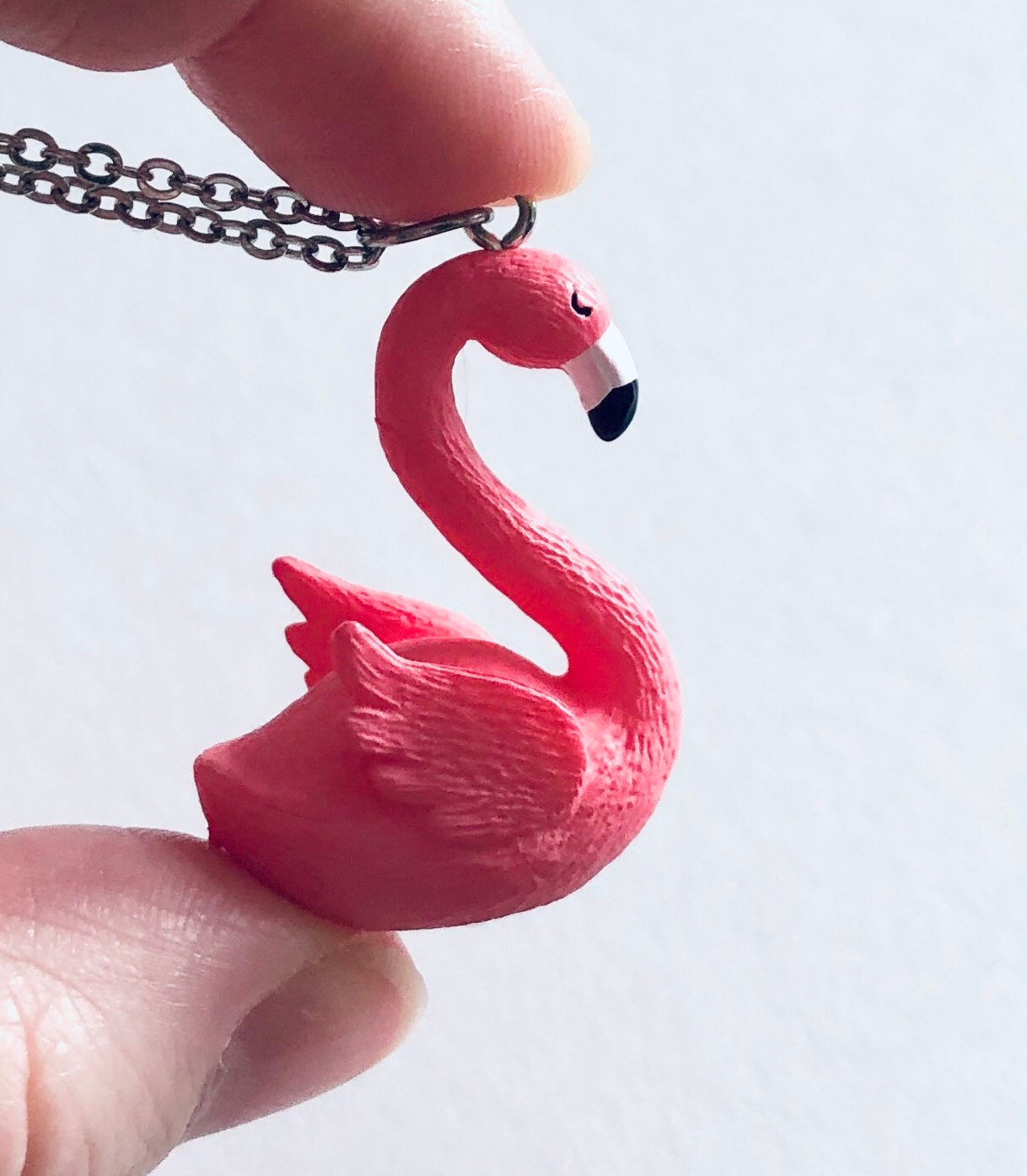 Pink Swan Necklace, 3D Bird Necklace, Beautiful Feminine Swan