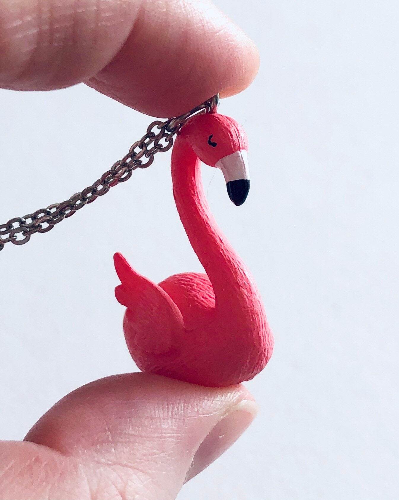 Pink Swan Necklace, 3D Bird Necklace, Beautiful Feminine Swan