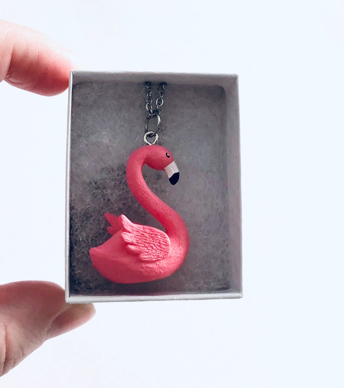 Pink Swan Necklace, 3D Bird Necklace, Beautiful Feminine Swan