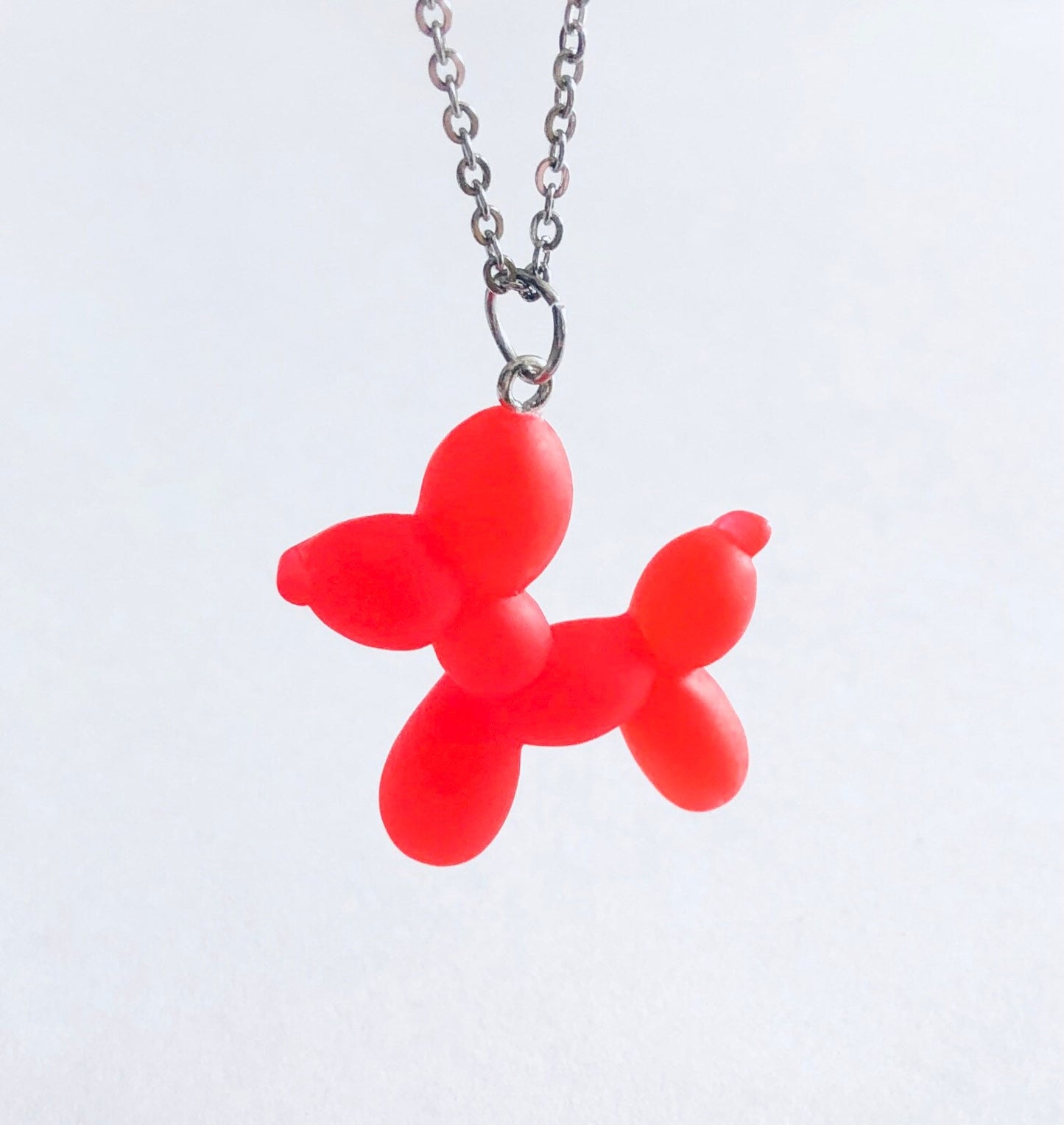 Retro Red Balloon Dog Necklace, Kawaii Kidcore Aesthetic Y2K