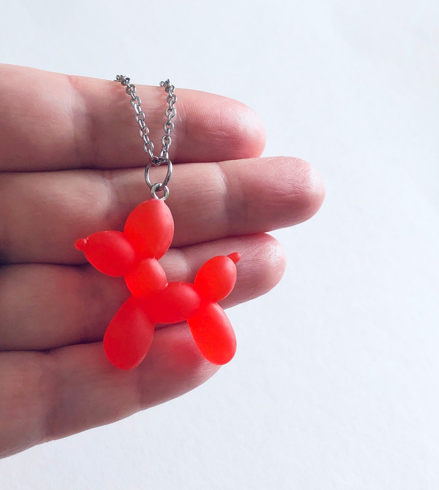 Retro Red Balloon Dog Necklace, Kawaii Kidcore Aesthetic Y2K