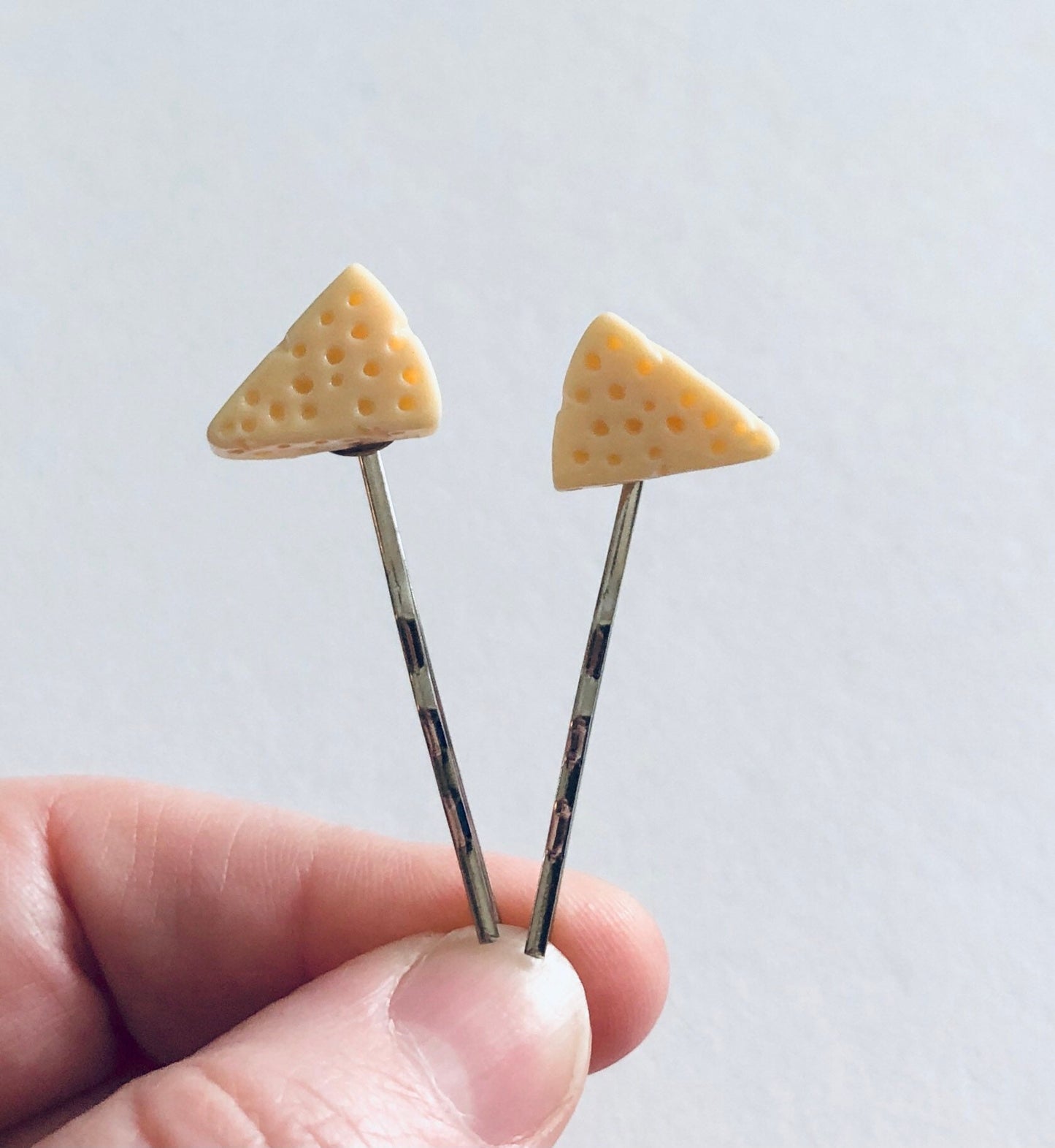 Triangle Cheese Bobby Pins, Yellow Cheese Hair Clips, Mini Food Hair Accessories