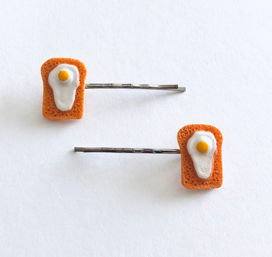 Fried Egg Toast Bobby Pins, Funny Breakfast Eggs Hair Clips, Kawaii Mini Food Hair Accessories Women & Girls