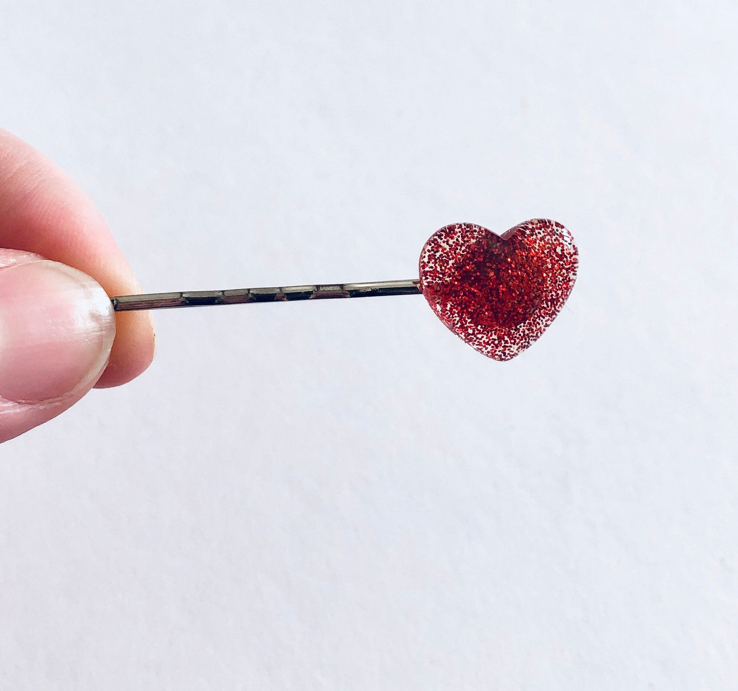 Red Hearts Bobby Pins, Glitter Sparkle Love Hearts Hair Clips, Valentines Girlfriend Lovecore Aesthetic