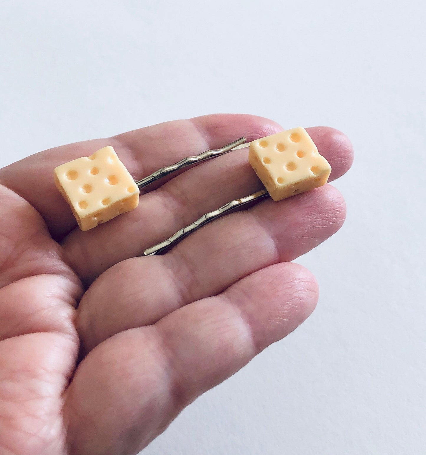 Square Cheese Hair Clips, Cheese Bobby Pins, Cheese Hair Accessories, Cheese Lover Gift, Mini Food Cute Hair Clips