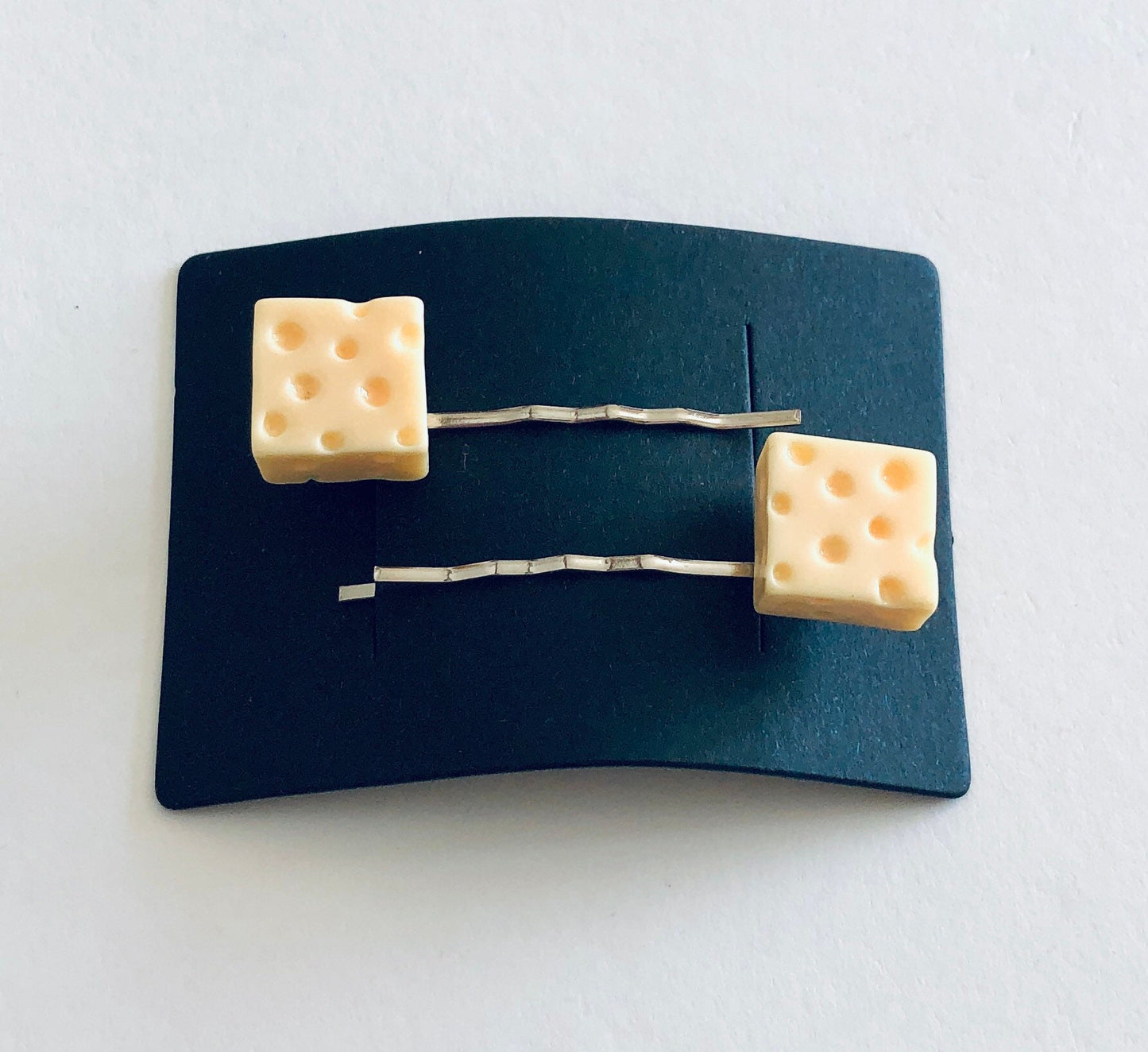 Square Cheese Hair Clips, Cheese Bobby Pins, Cheese Hair Accessories, Cheese Lover Gift, Mini Food Cute Hair Clips