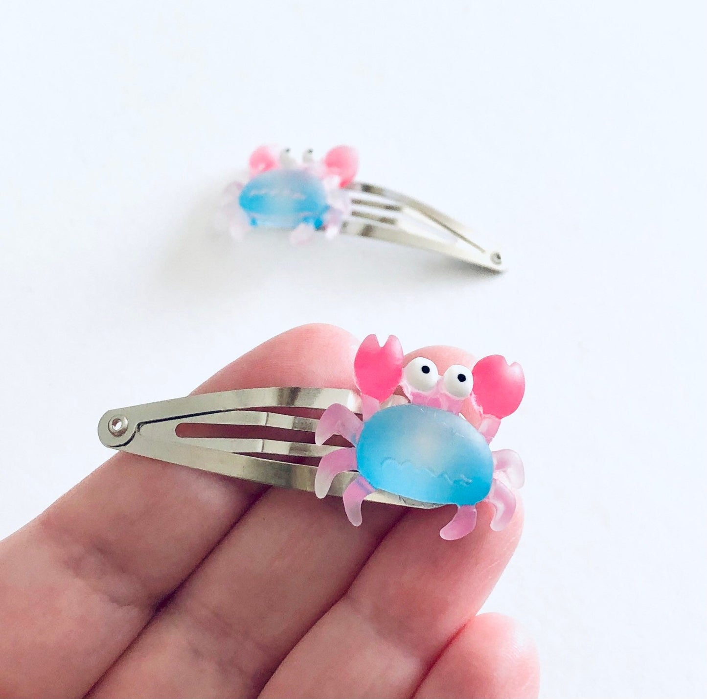 Pastel Crab Hair Clips, Ocean Beach Vacation Crabs Snap Clips, Hair Accessories for Little Girls Teens Women