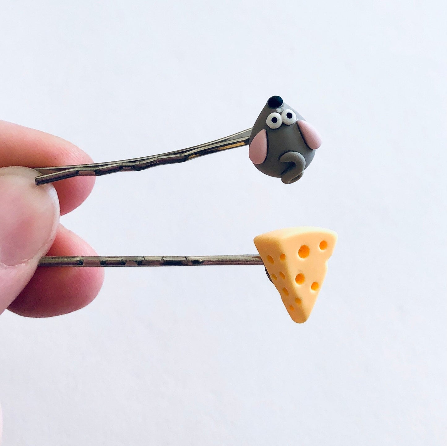 Cute Mouse & Cheese Bobby Pins Hair Clips, Hair Accessories