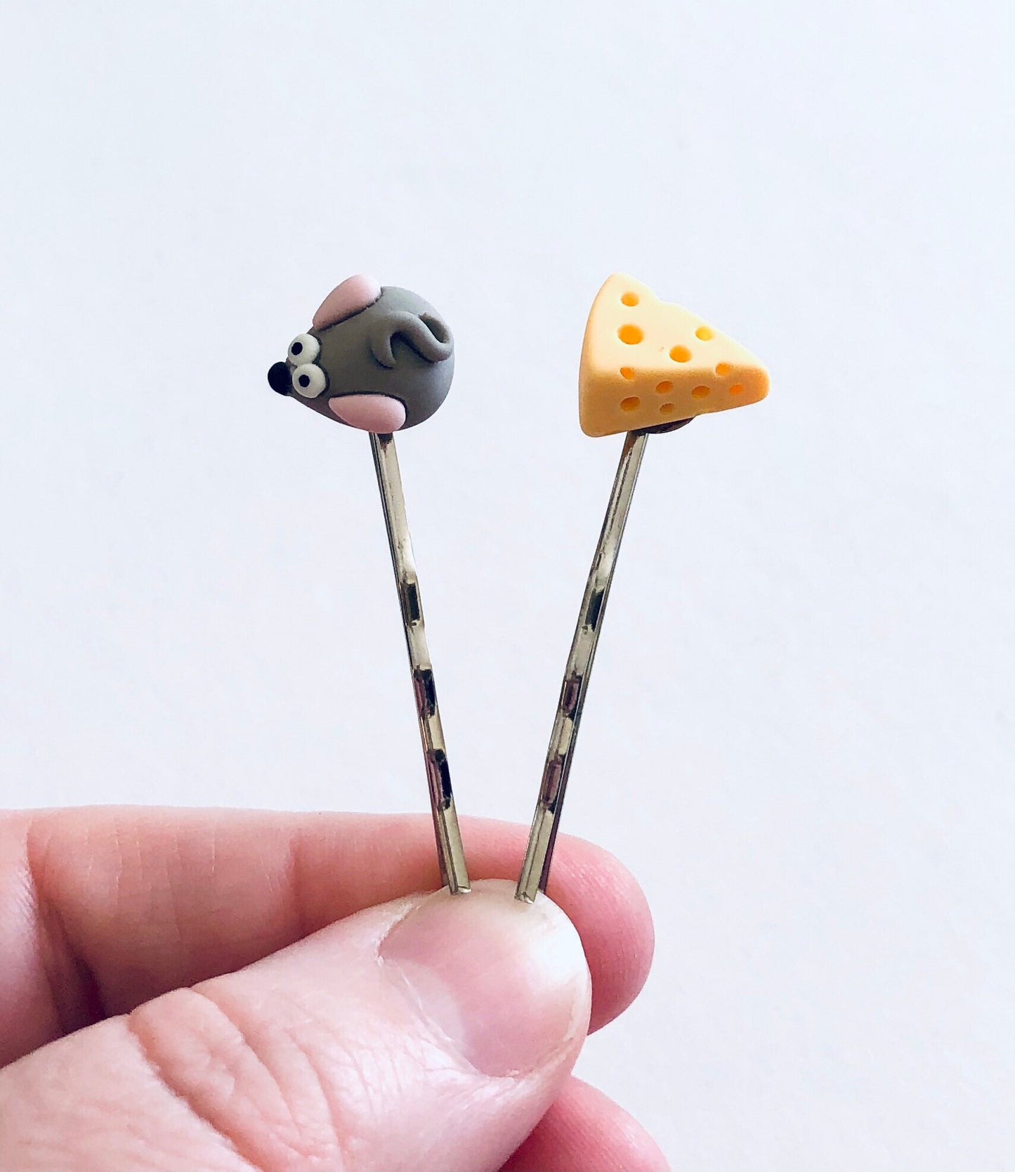 Cute Mouse & Cheese Bobby Pins Hair Clips, Hair Accessories