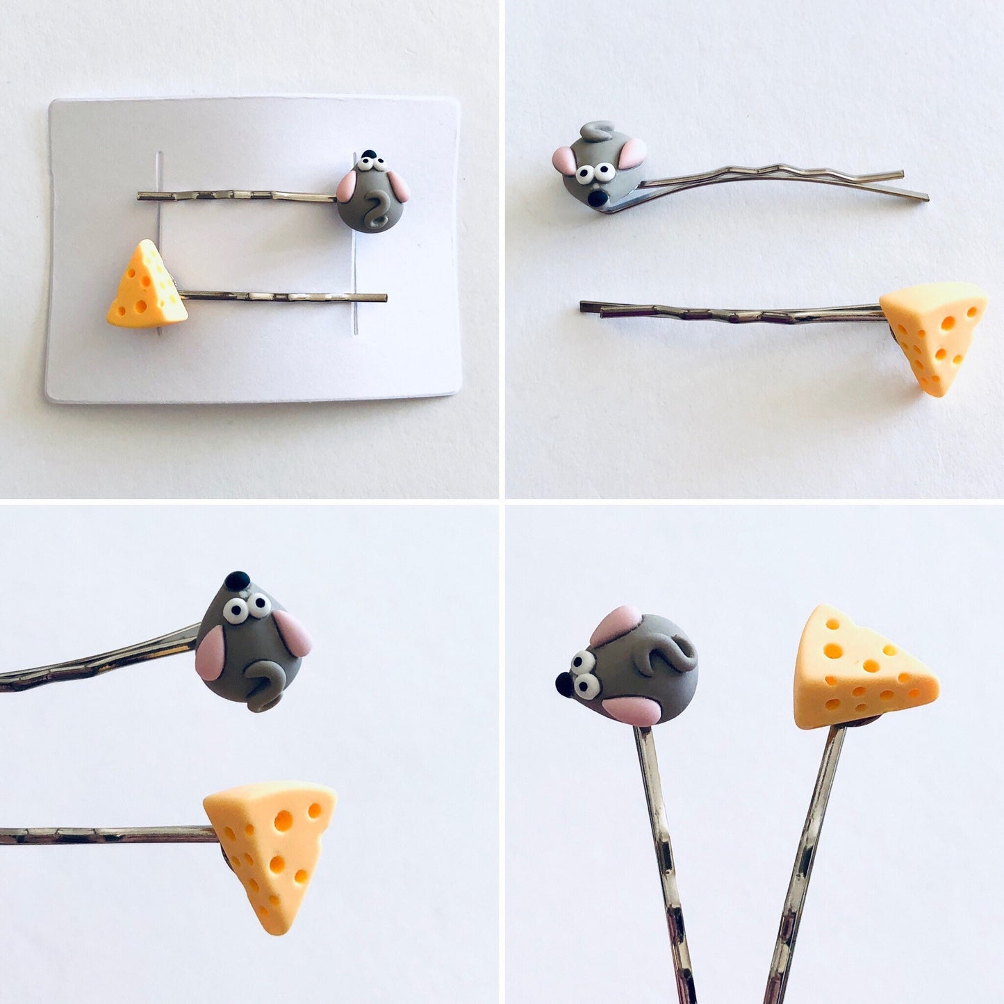 Cute Mouse & Cheese Bobby Pins Hair Clips, Hair Accessories